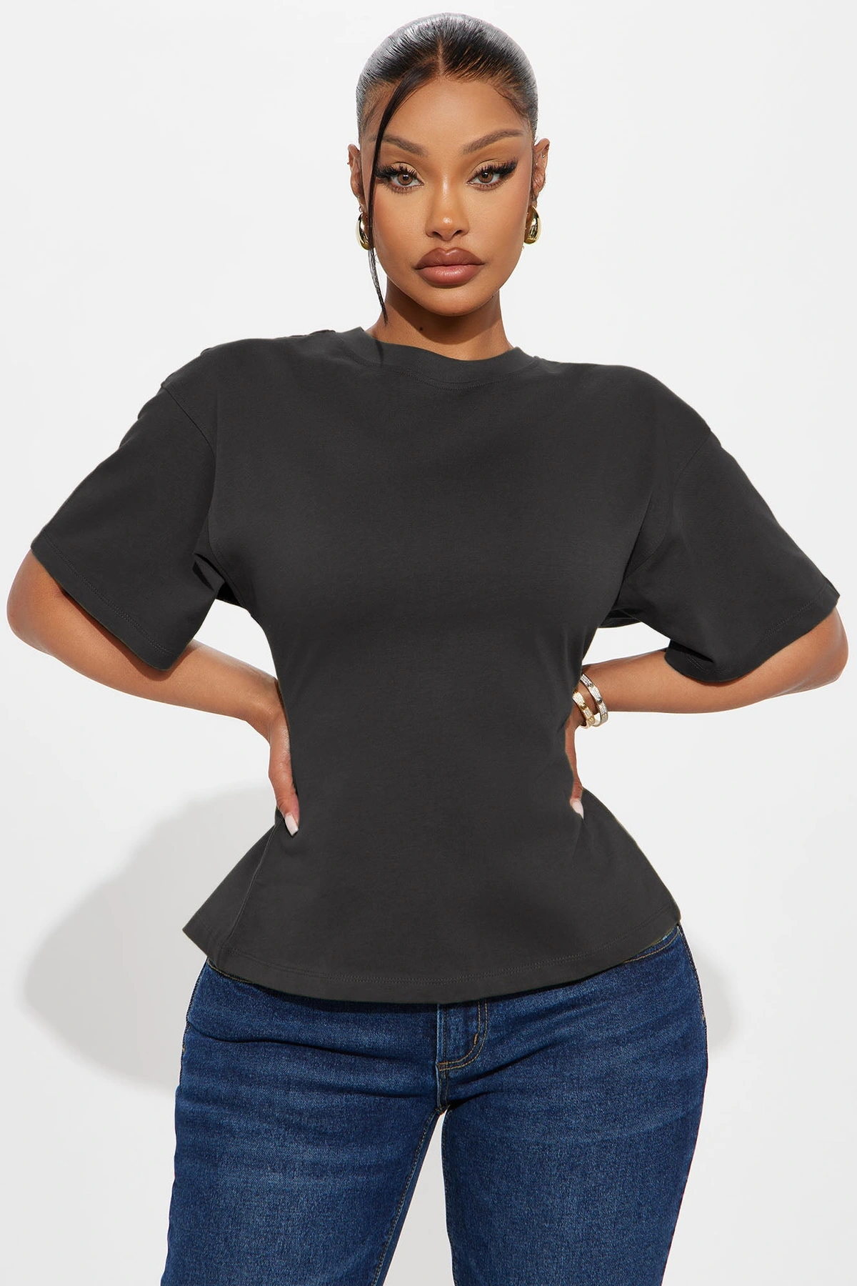Jayden Fitted T-Shirt - Charcoal — Cinzento-escuro