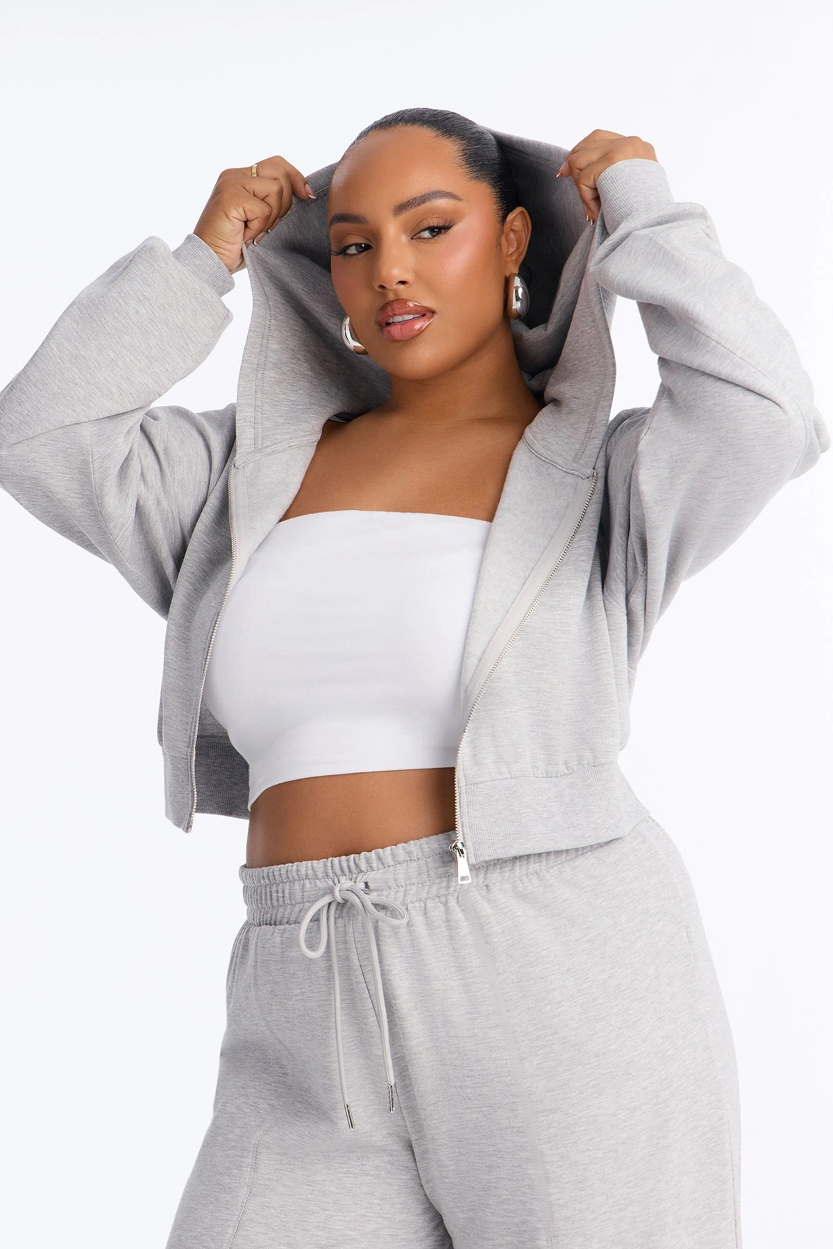 Savannah Fleece Pant Set - Heather Grey — Cinzento mesclado