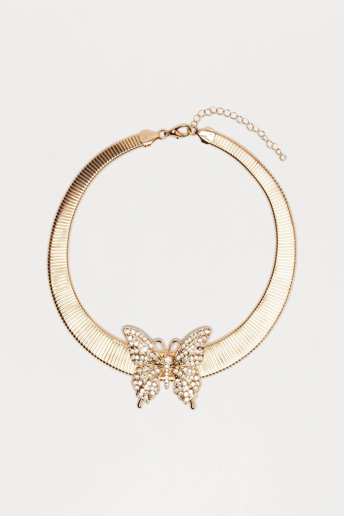 Broken Wings Rhinestone Butterfly Choker Necklace - Gold — Dourado