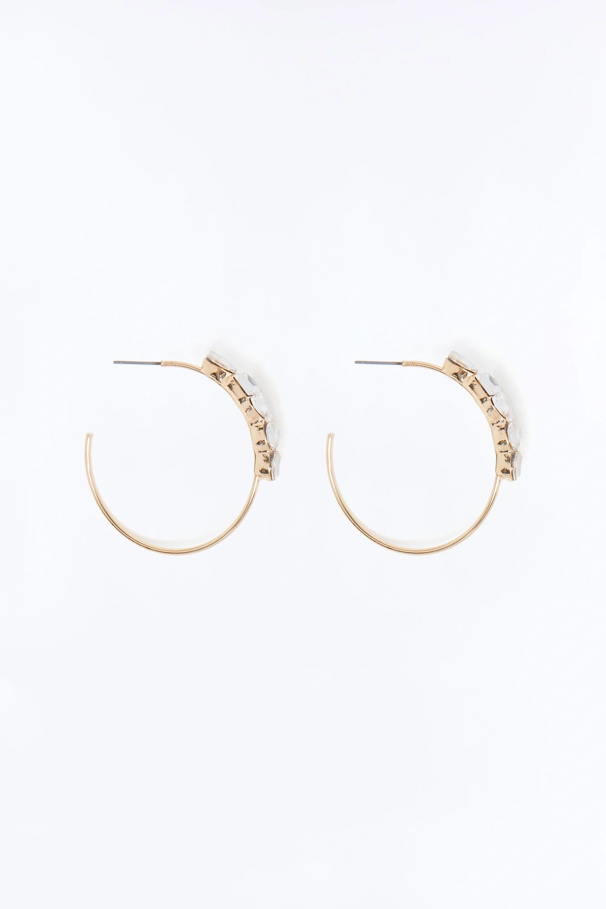 Late Nights Rhinestone Hoop Earrings - Gold — Dourado