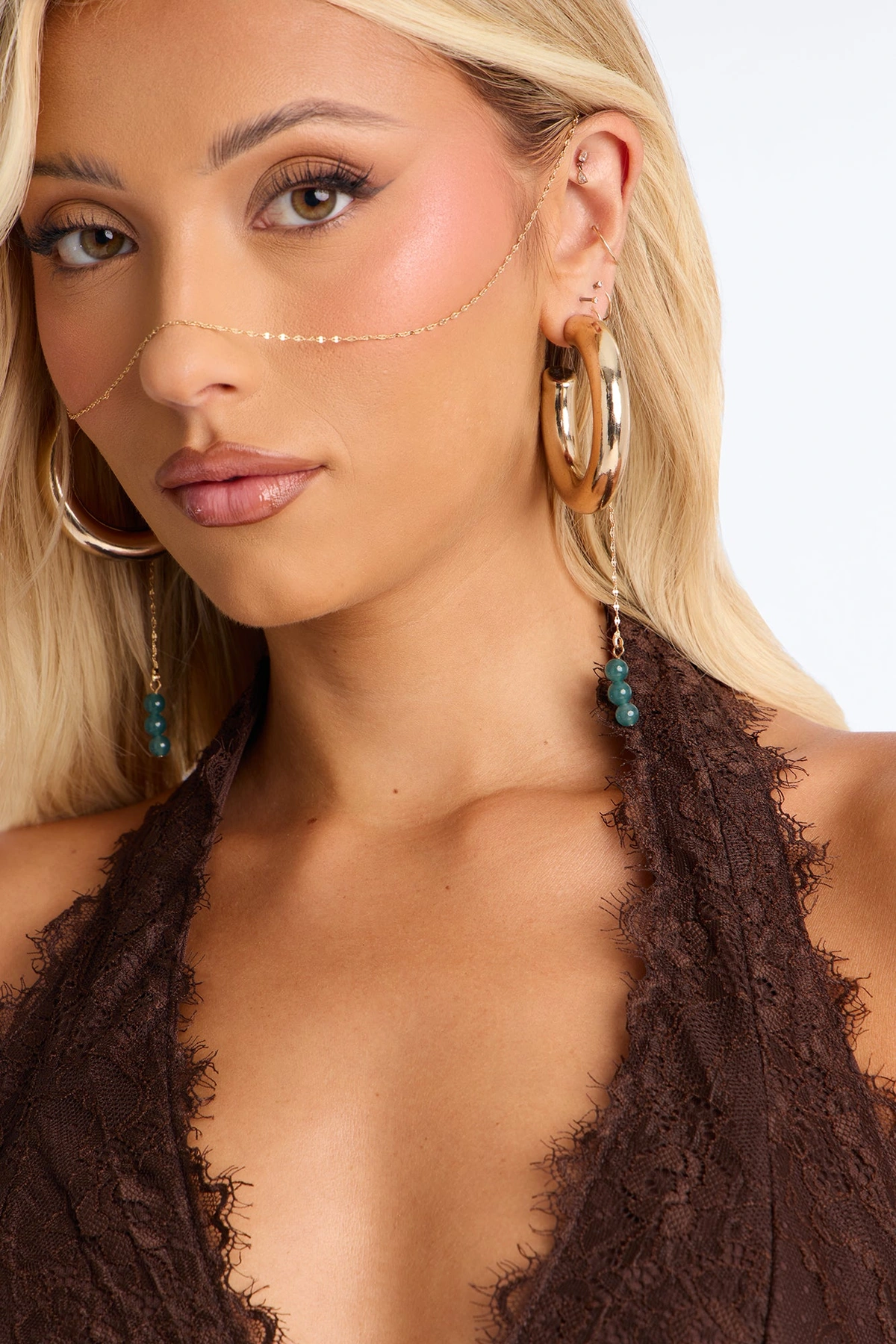 Drape Shine Face Chain - Gold — Dourado