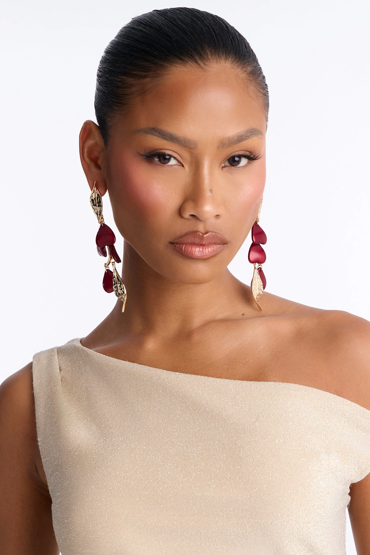 Golden Meadow Drop Earrings - Burgundy/combo — Bordô/combinação