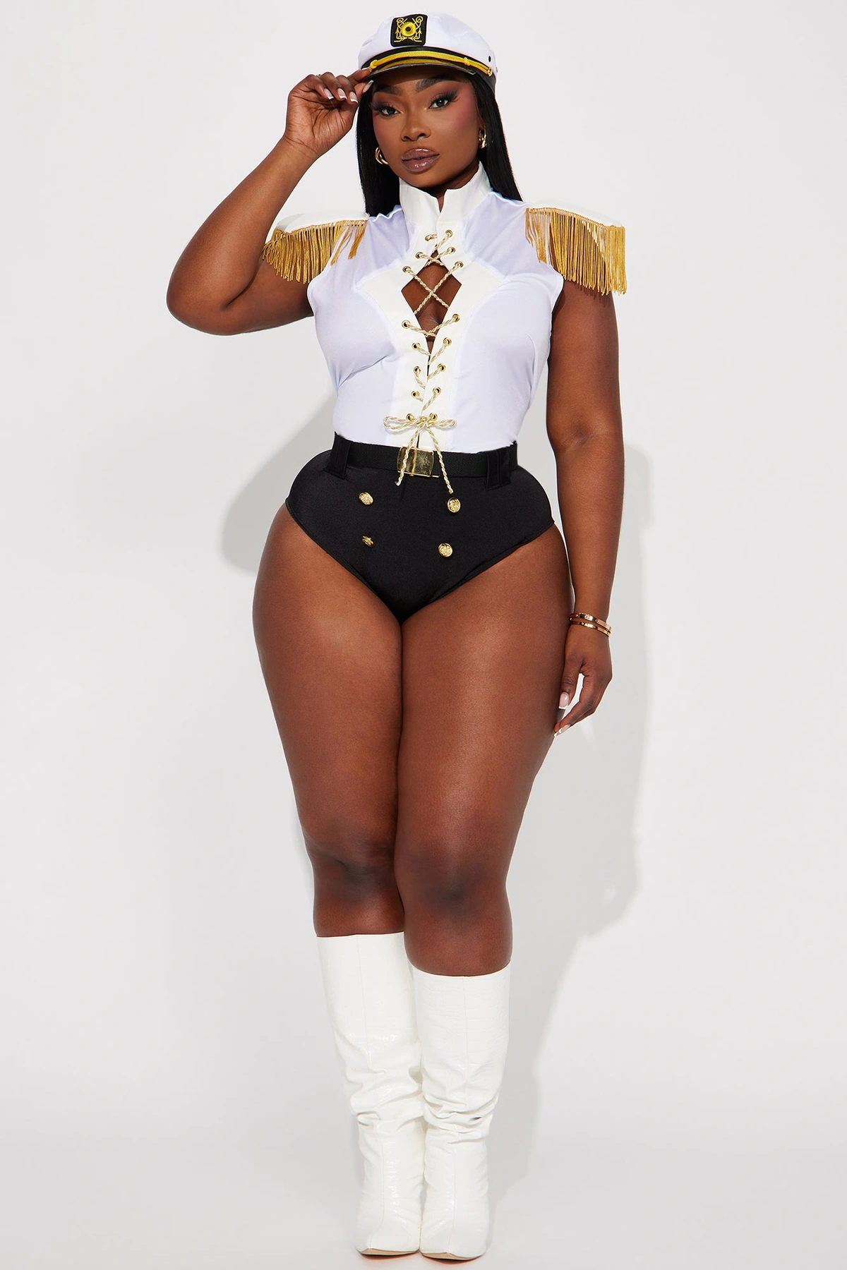 Always In Control Sailor 3 Piece Costume - White/combo — Branco/combinação