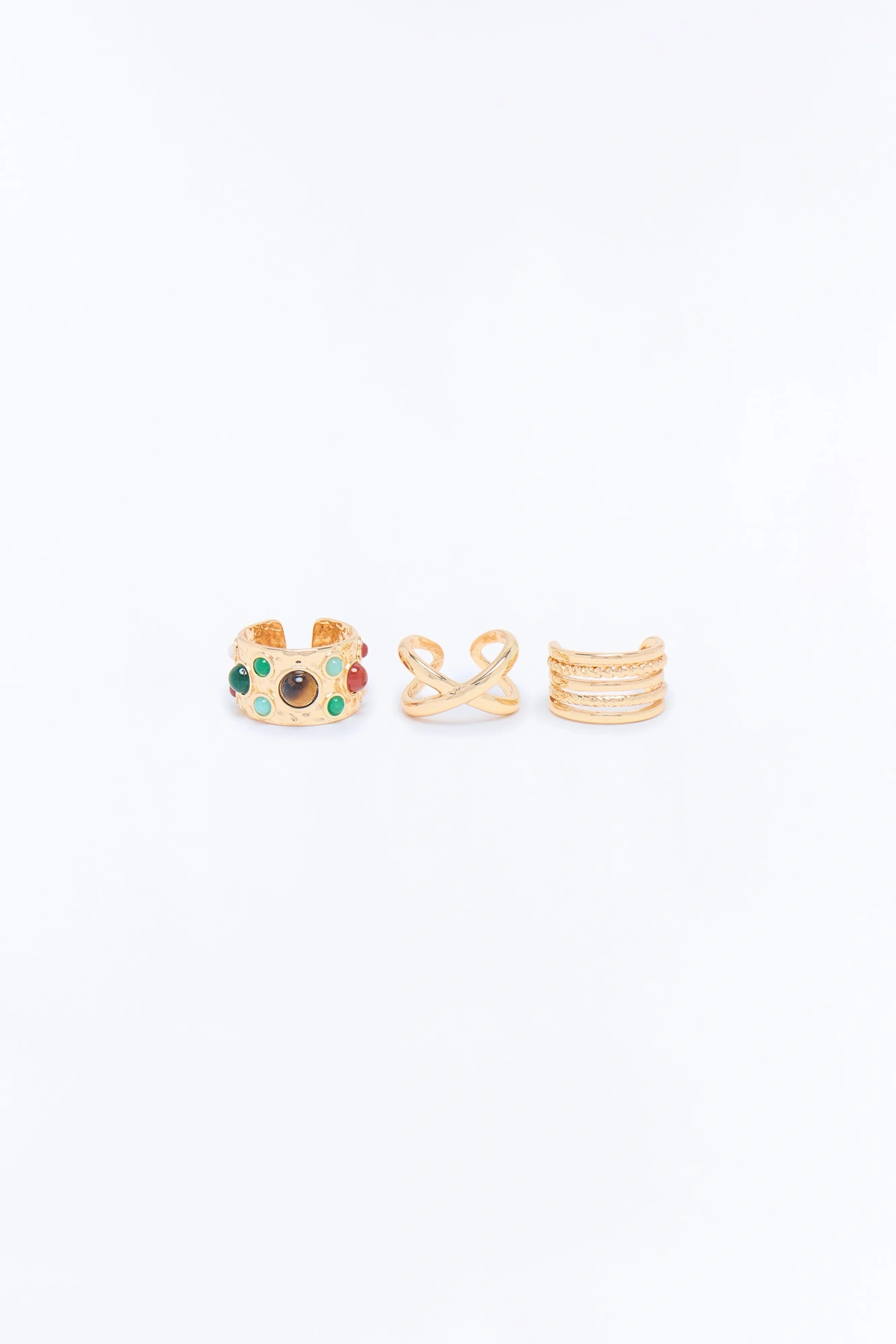 Dreamy Escape 3 Piece Ring Set - Gold/combo — Dourado/combinação