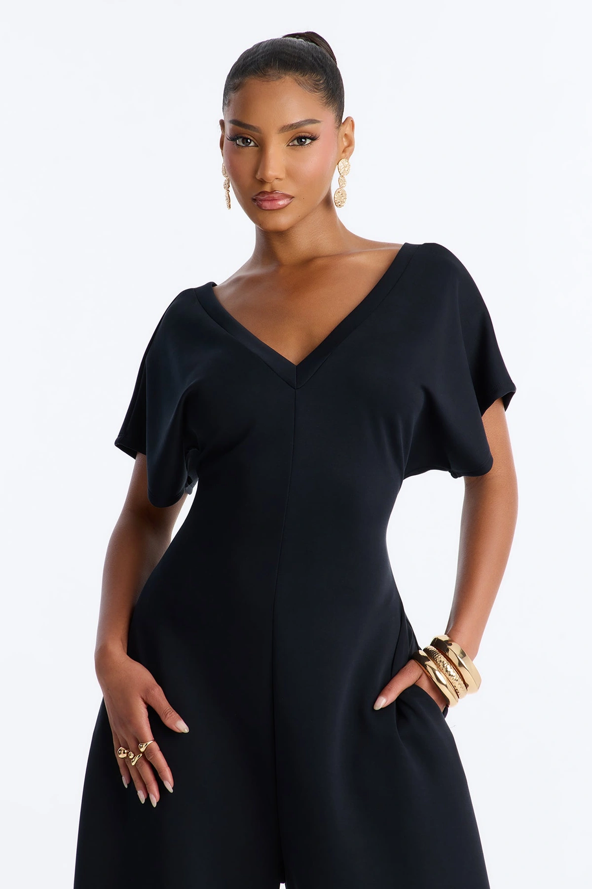 Let's Relax Barrel Wide Leg Jumpsuit - Black — Preto