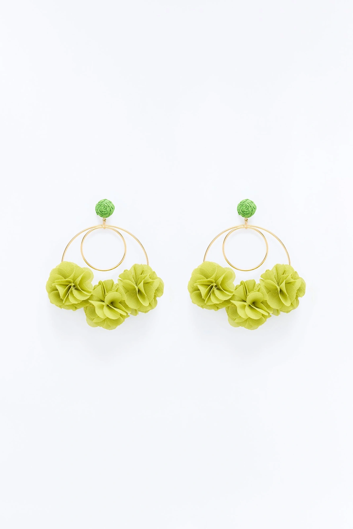 Had Me At Hello Hoop Earrings - Gold/Green — Dourado/Verde