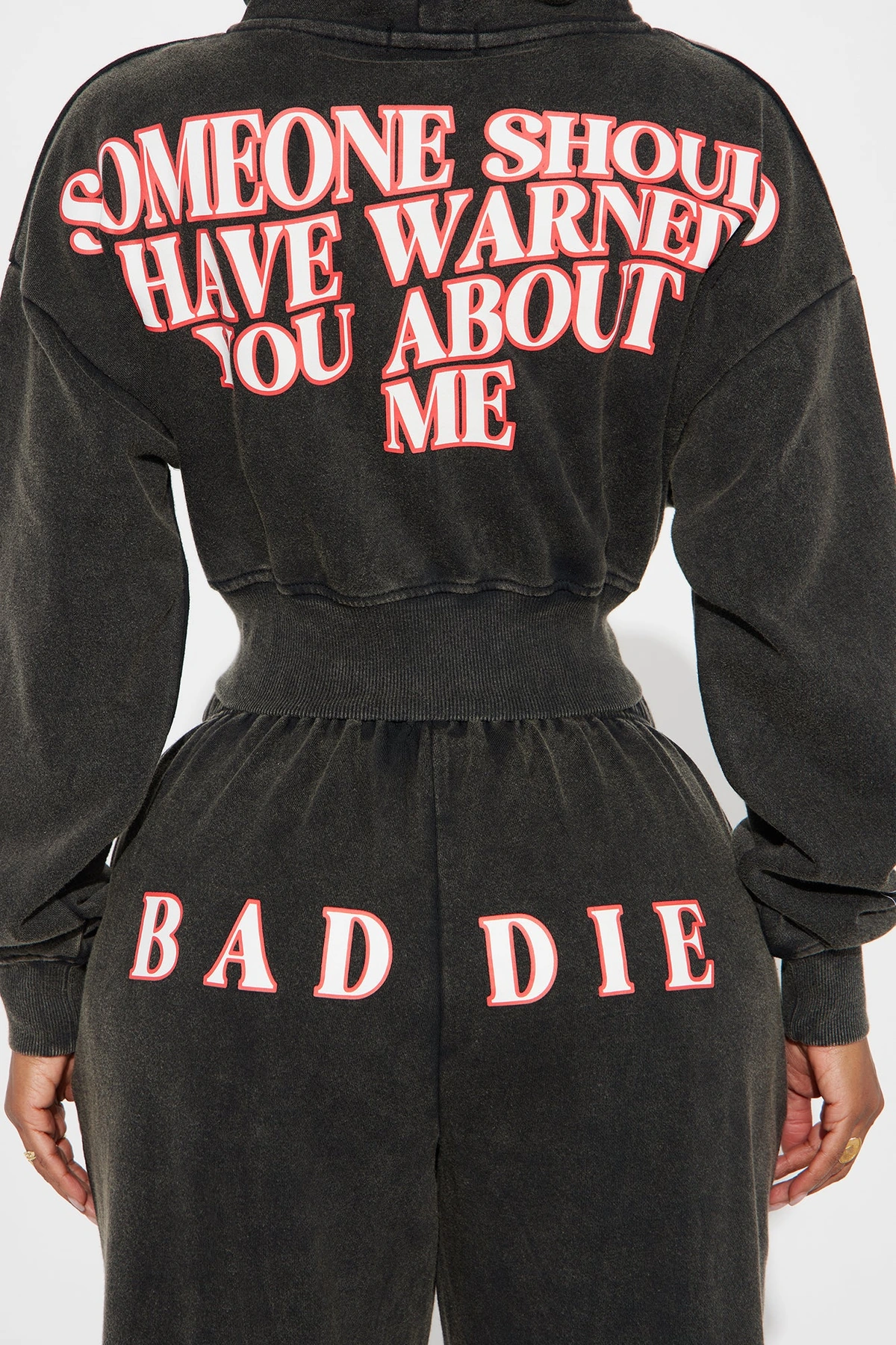 Baddie Washed Front Zip Hoodie - Black Wash — Ganga preta