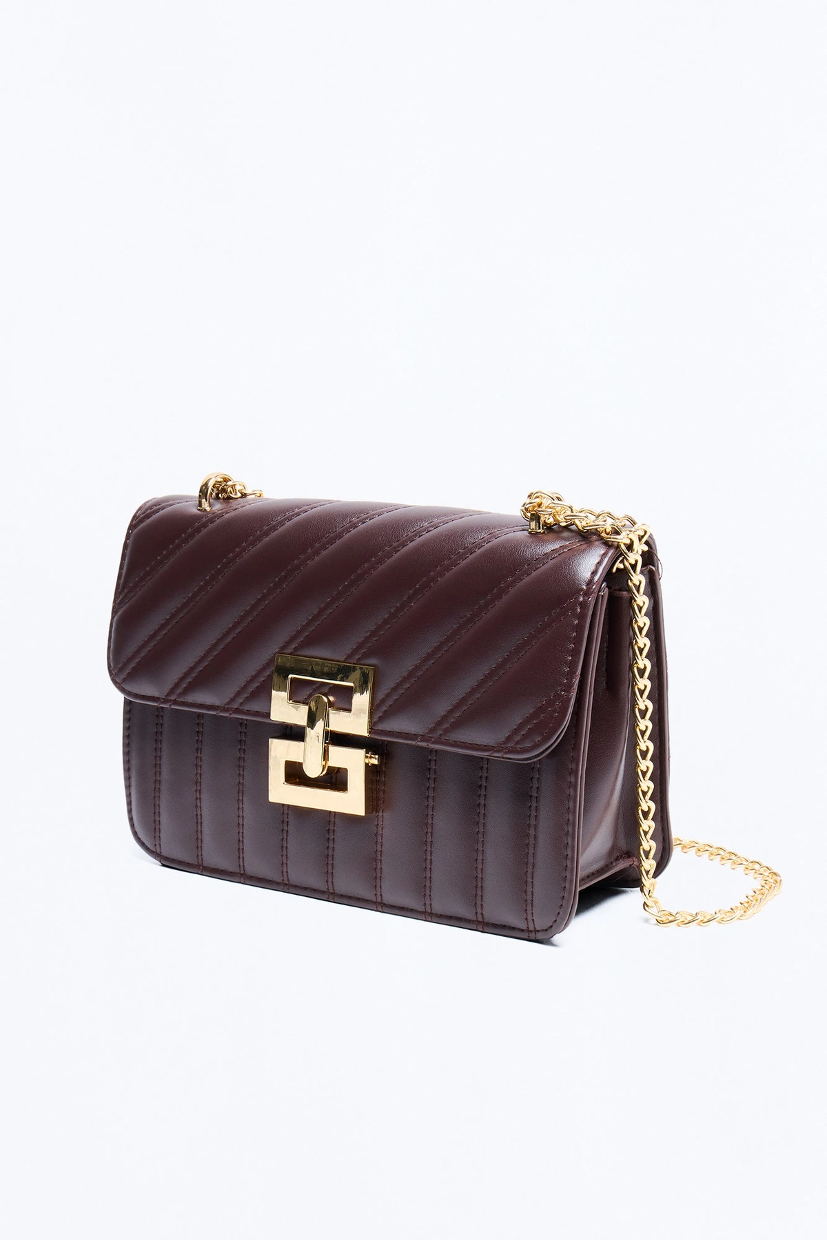 Evie Quilted Faux Leather Shoulder Handbag - Brown — Castanho