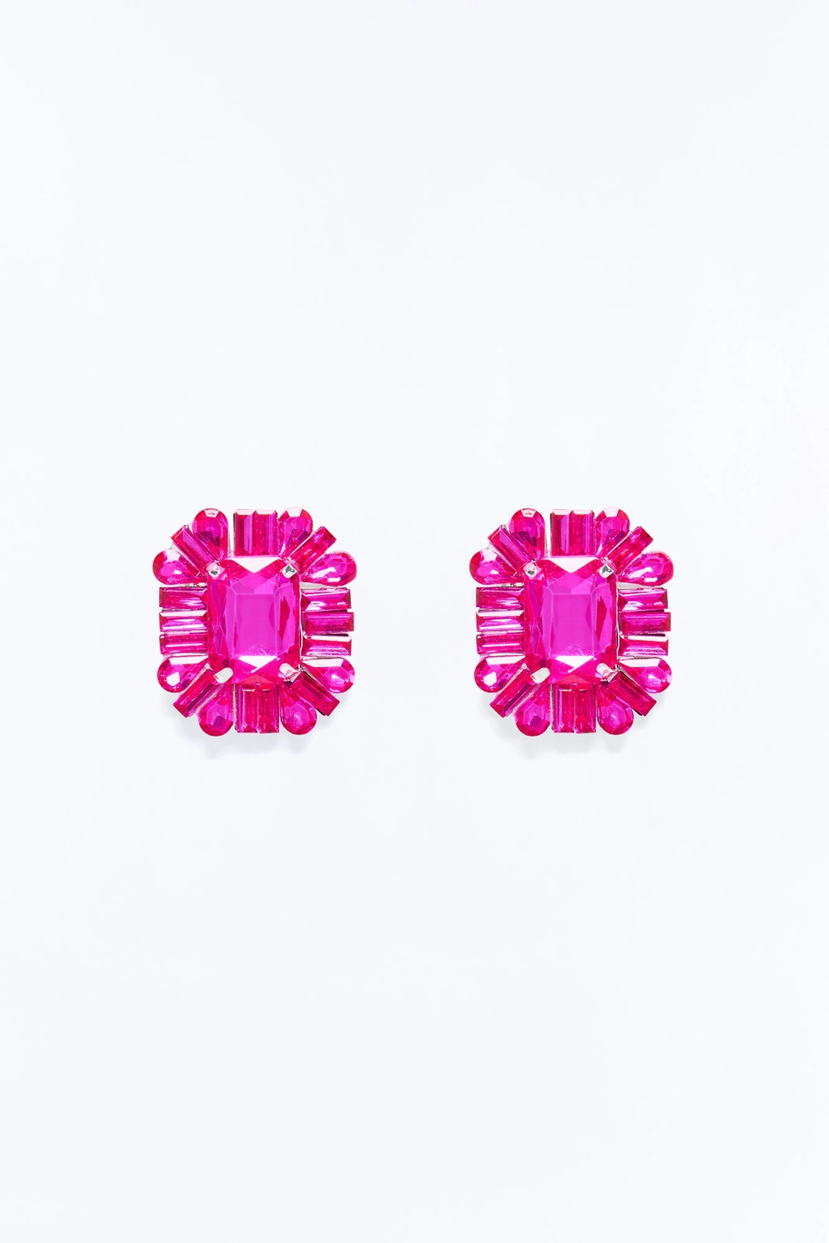 Pure Excellence Rhinestone Earrings - Fuchsia — Fúcsia