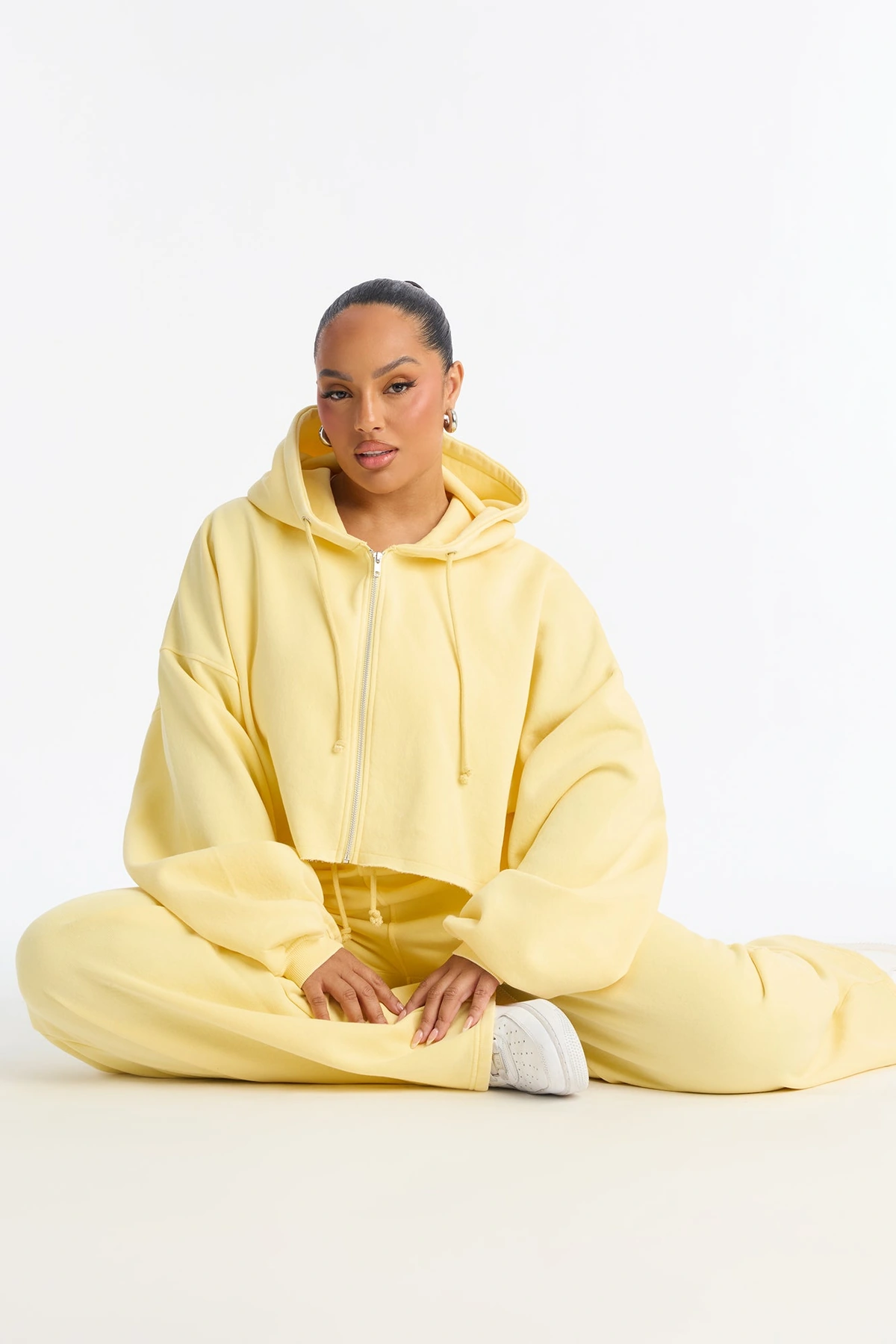 On The Go Fleece Pant Set - Yellow — Amarelo