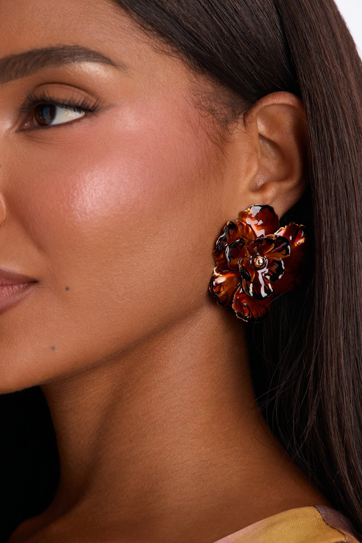 Terra Bella Floral Earrings - Brown/combo — Castanho/combinação