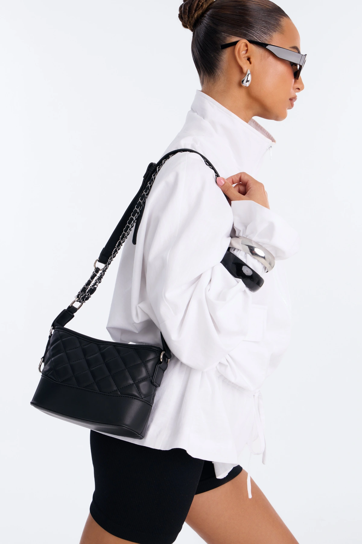 Pillow Talk Faux Leather Crossbody Handbag - Black — Preto