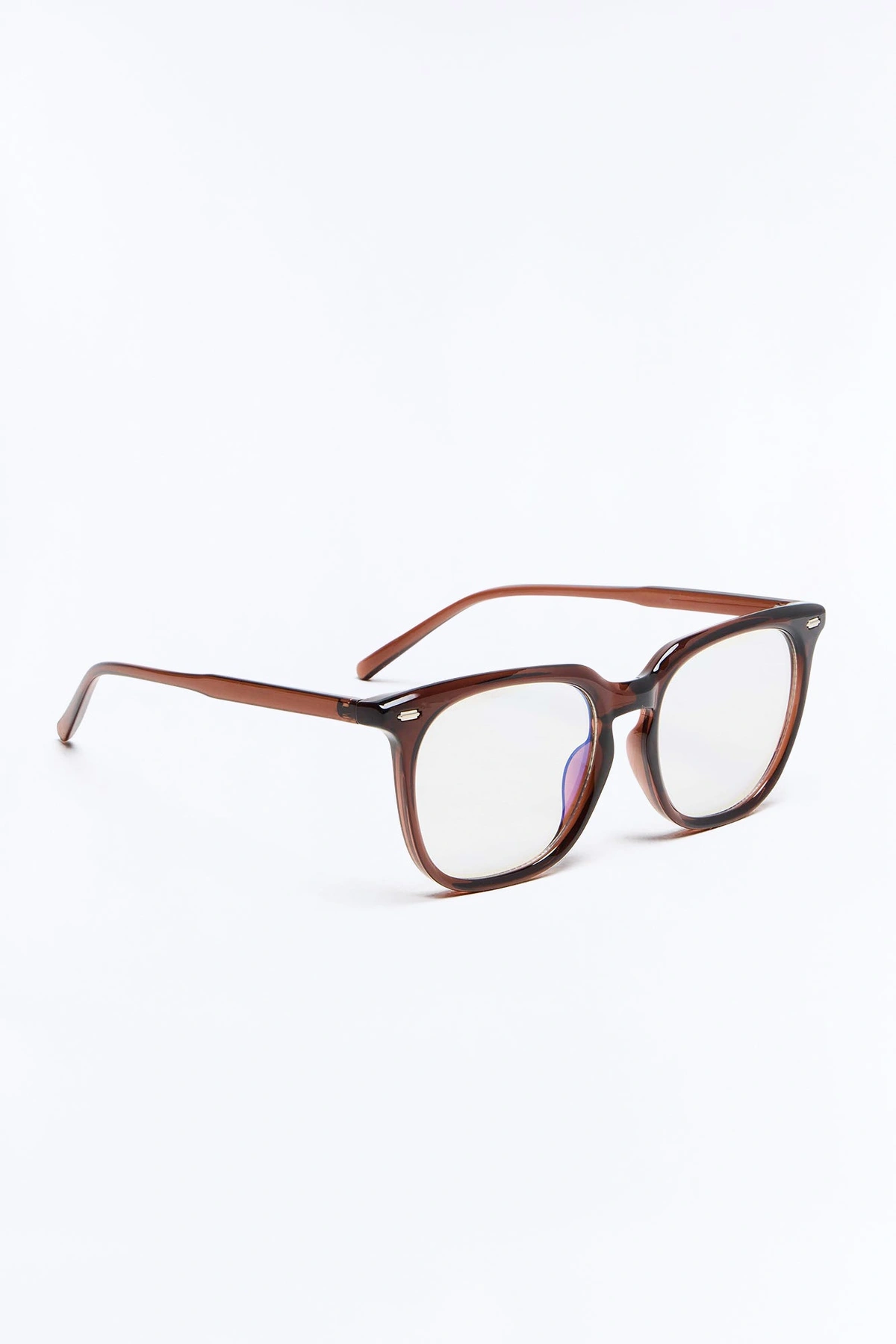 Aced It Square Blue Light Glasses - Brown — Castanho