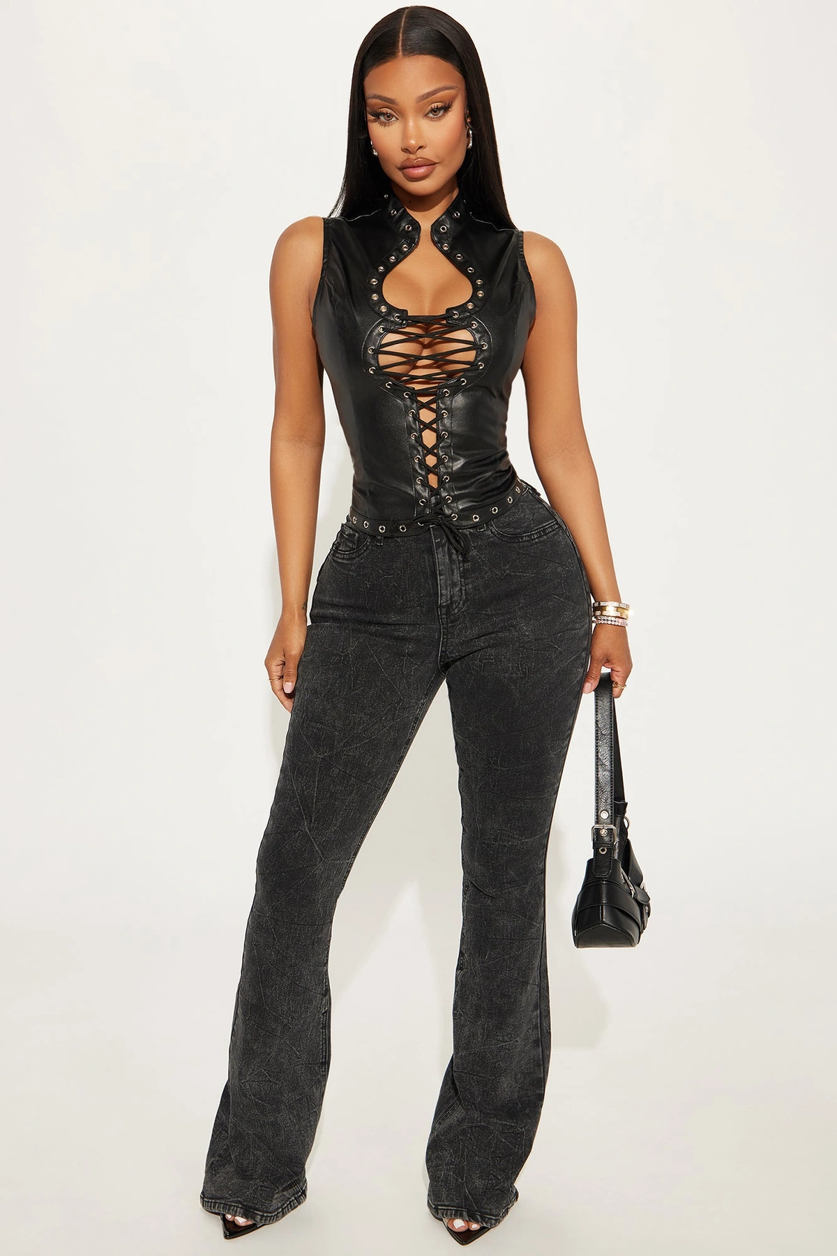 That Girl Faux Leather Top - Black — Preto