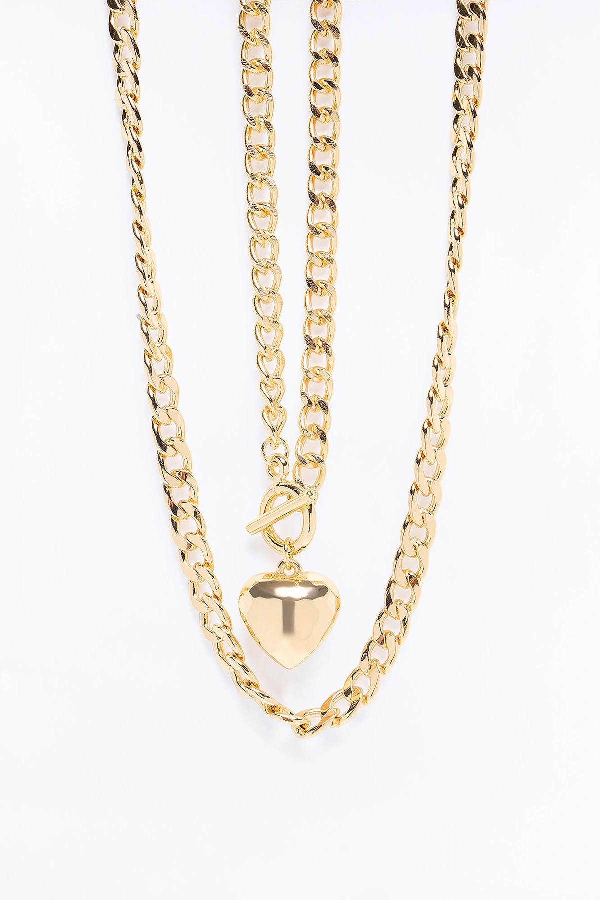 Token Of My Heart Layered Necklace - Gold — Dourado