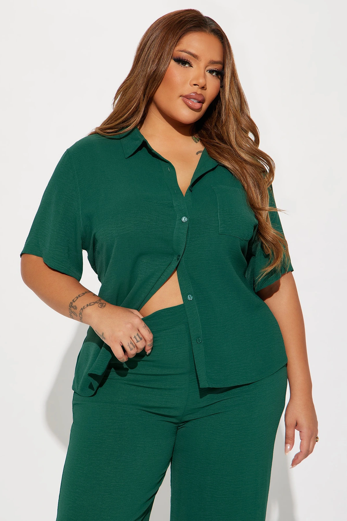 Makenzie Short Sleeve Pant Set - Hunter — Verde-escuro