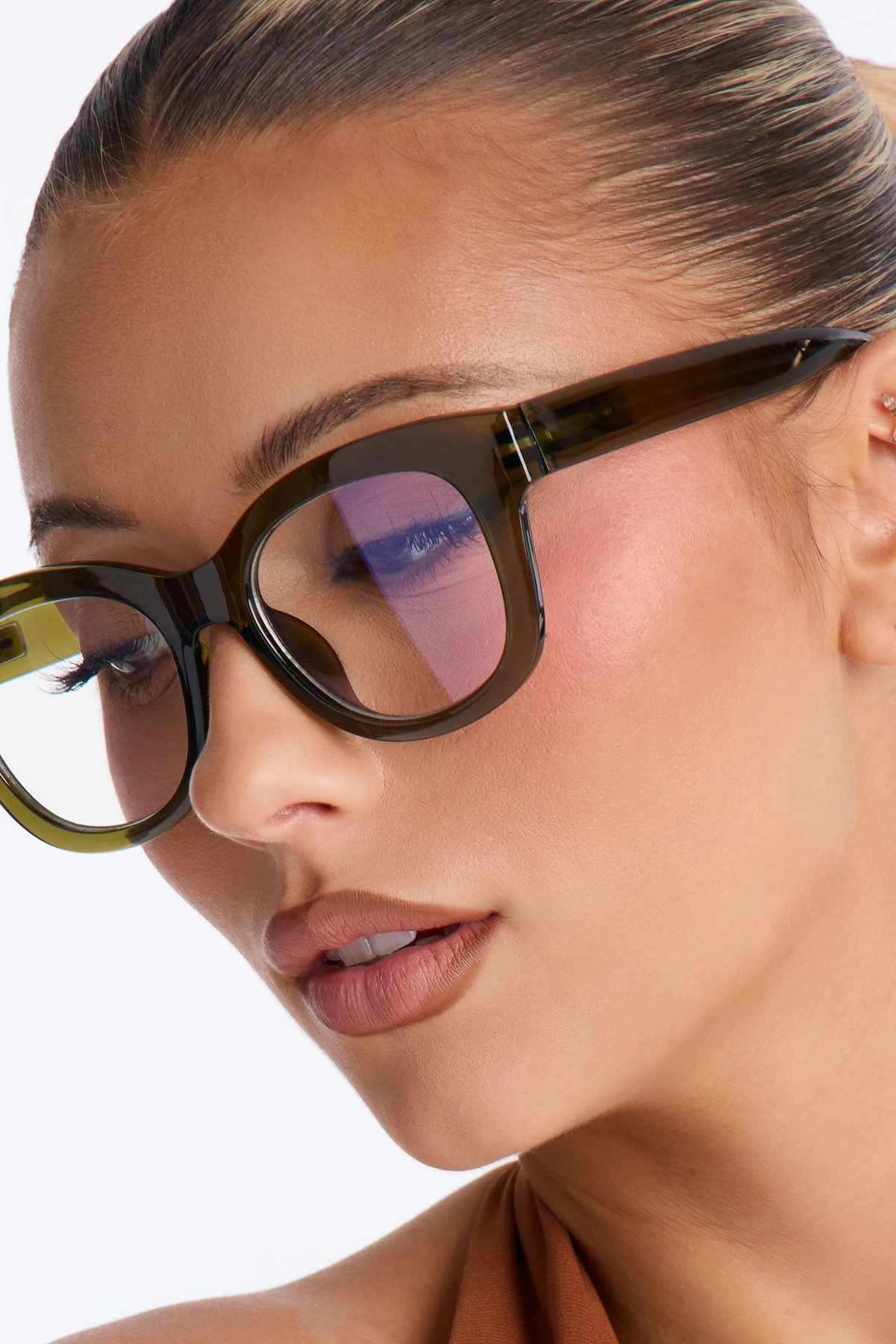 Screen Chic Square Blue Light Glasses - Olive — Verde-azeitona