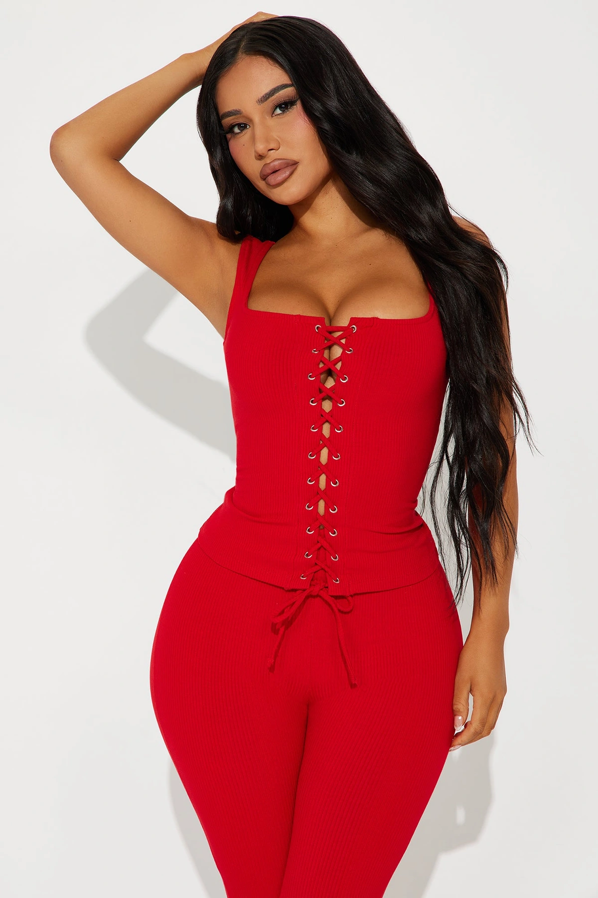Carina Snatched Pant Set - Red — Vermelho