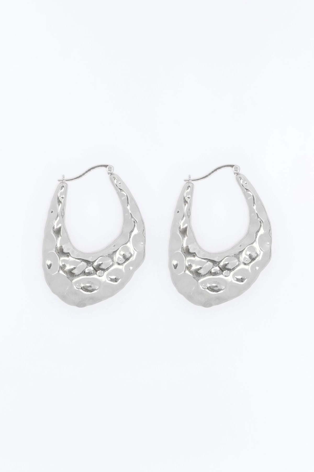Luna Stone Hoop Earrings - Silver — Prateado