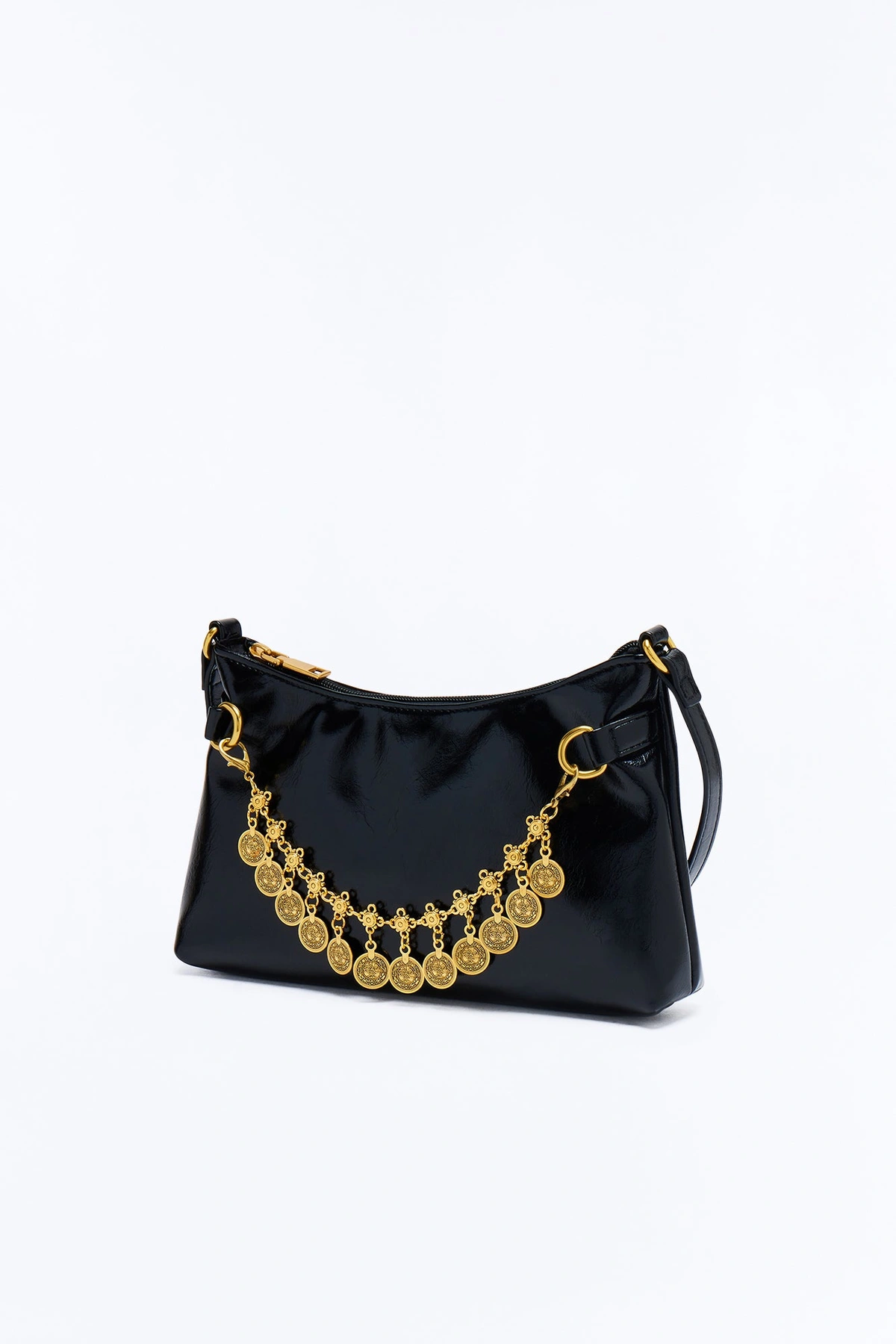 Treasure Me Faux Leather Shoulder Bag - Black — Preto