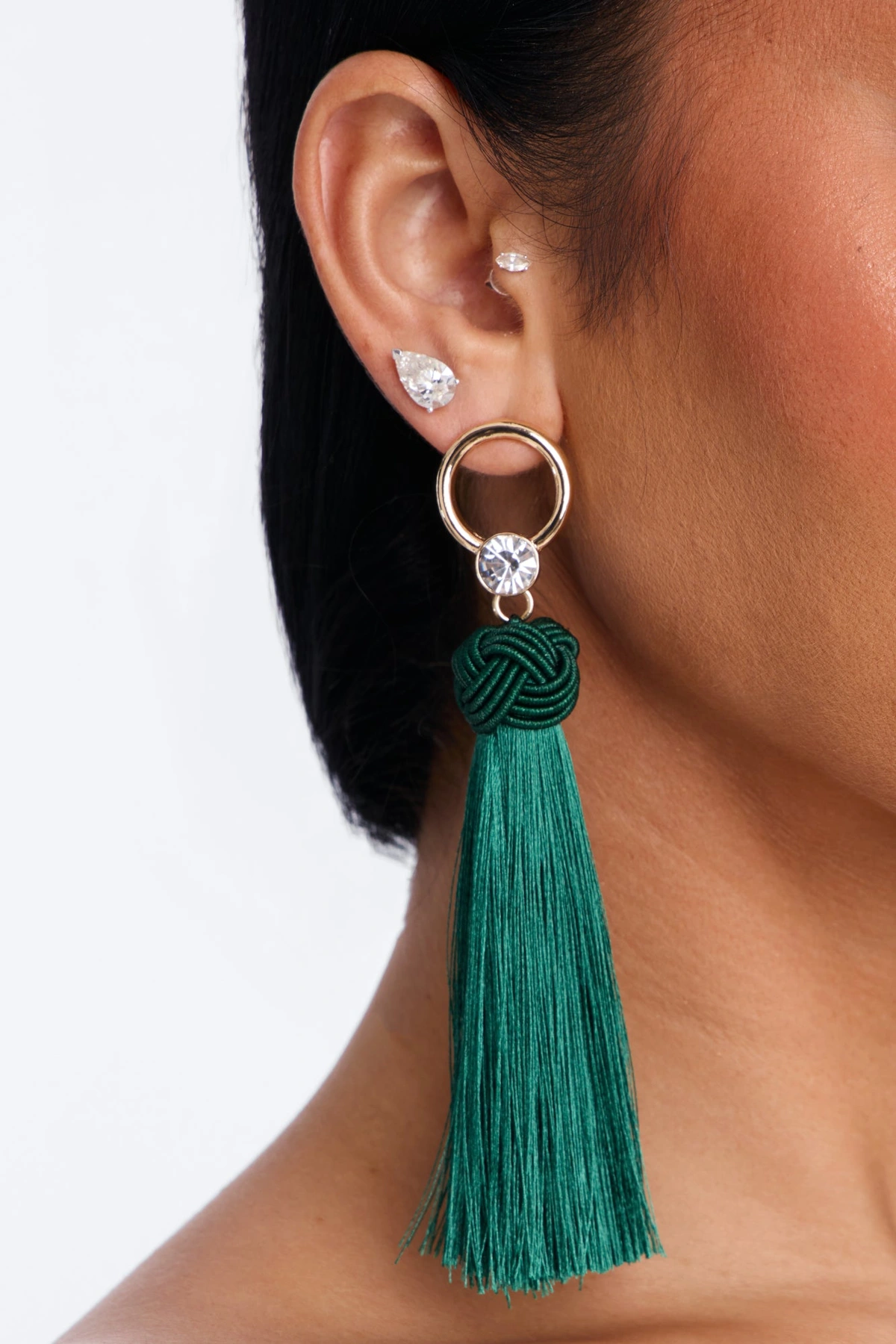 Tropical Tranquil Drop Earrings - Gold/Green — Dourado/Verde