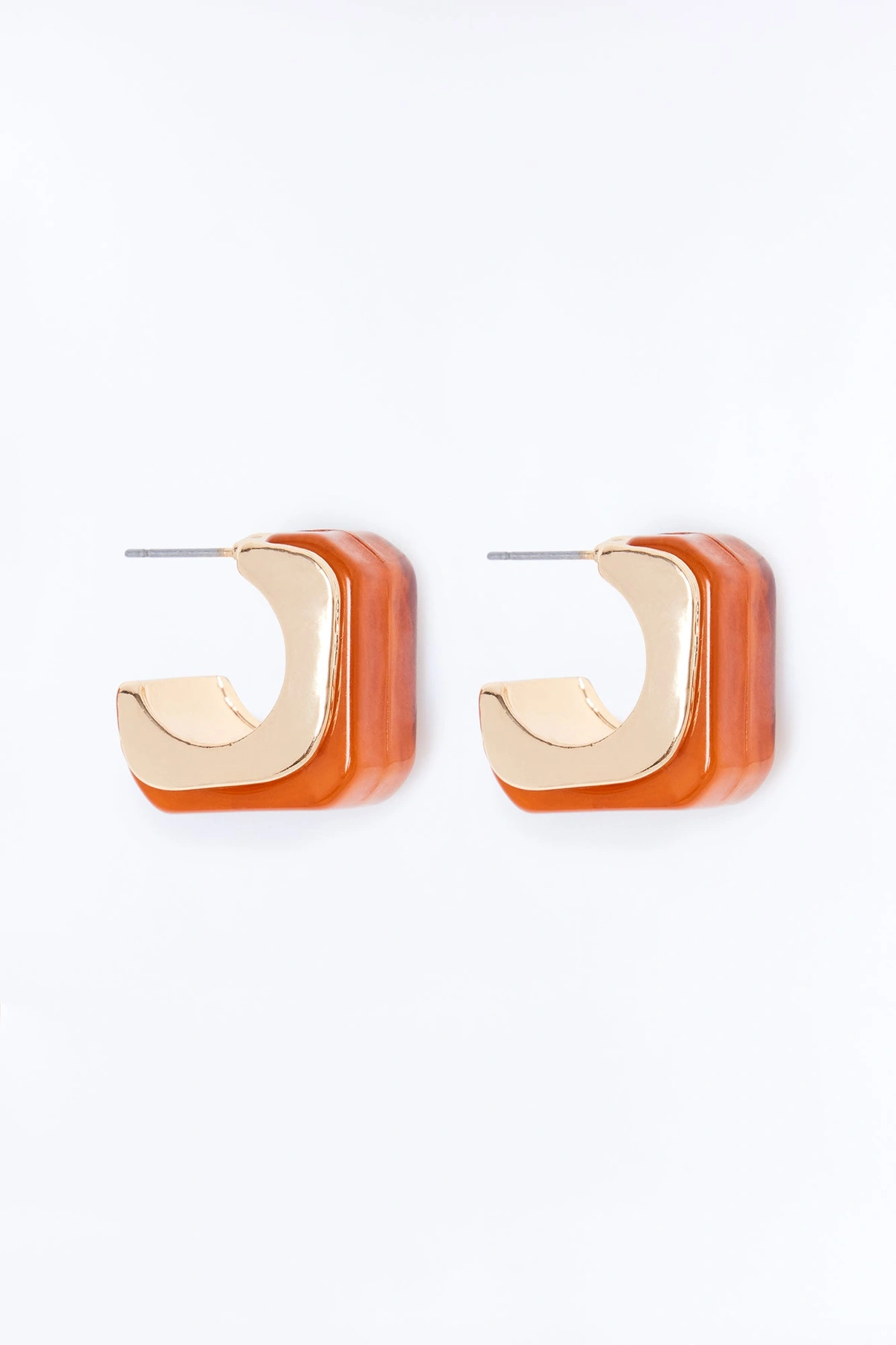Hot Tropics Hoop Earrings - Gold/Orange — Dourado/Laranja