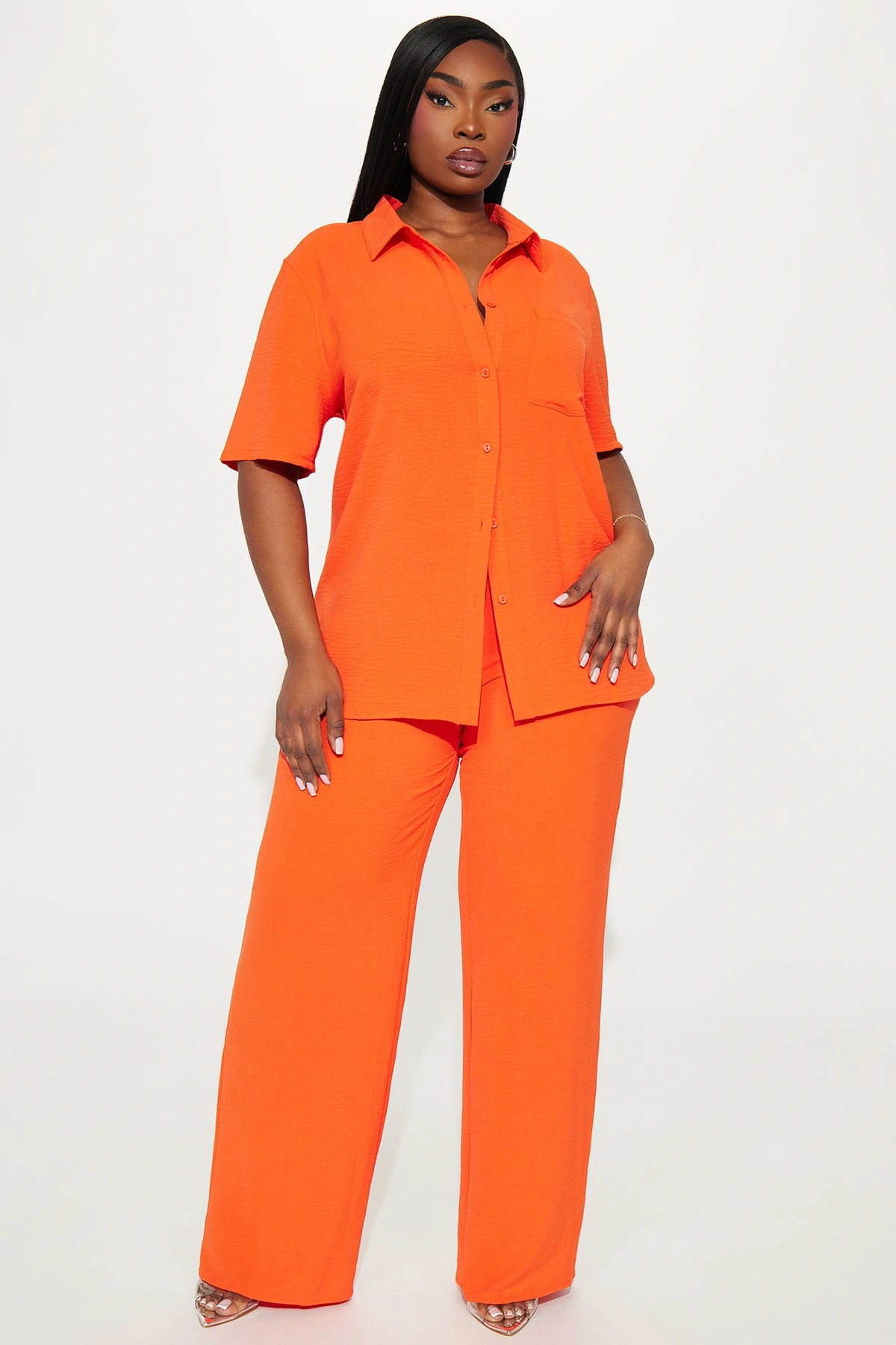 Makenzie Short Sleeve Pant Set - Orange — Laranja