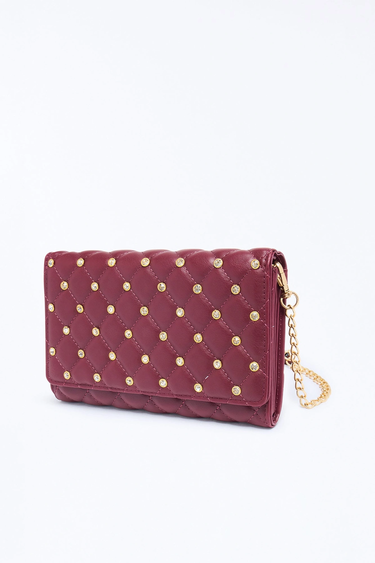 Glow Getter Faux Leather Crossbody Handbag - Burgundy — Bordô