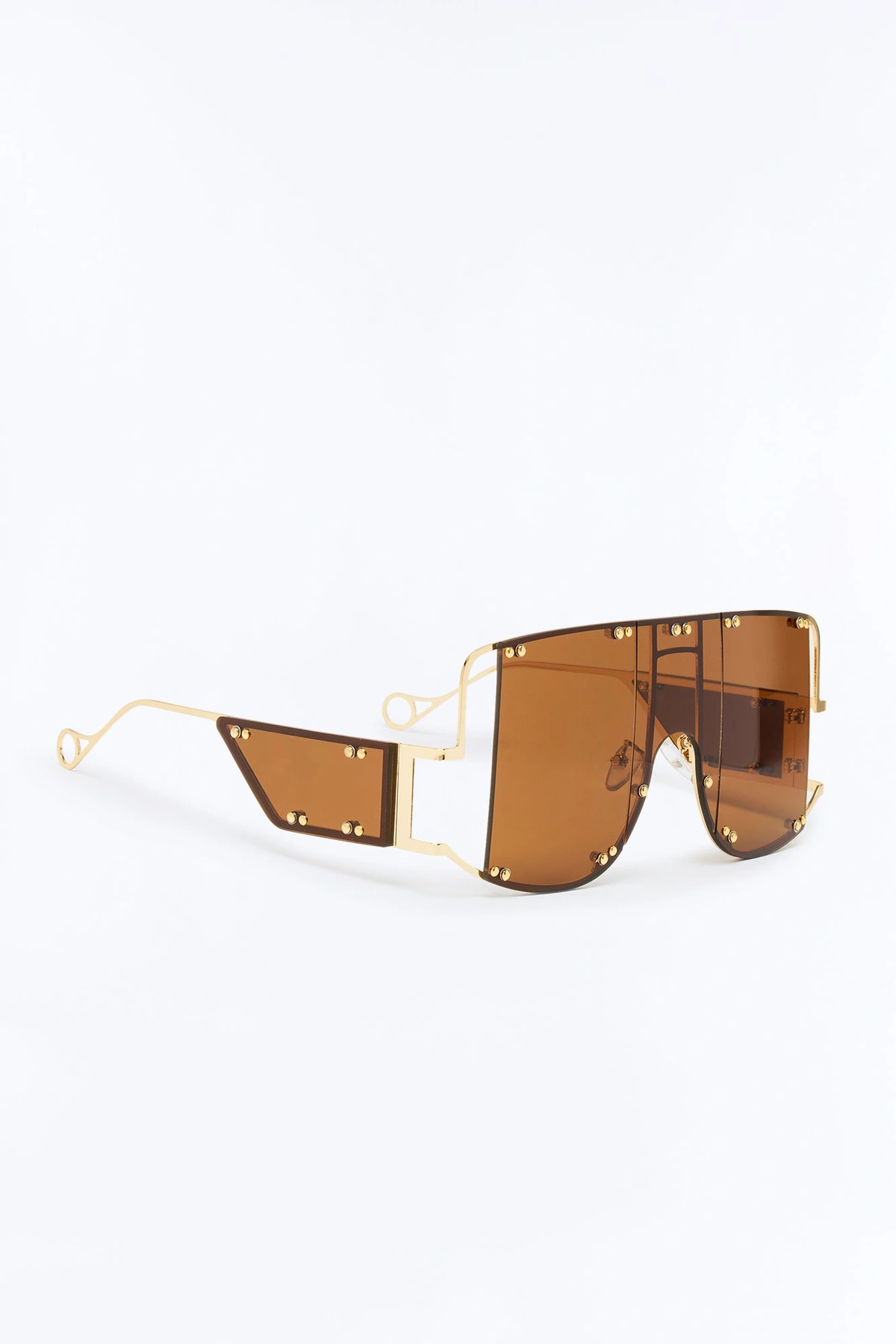 Drama Mode Sunglasses - Gold/Brown — Dourado/Castanho