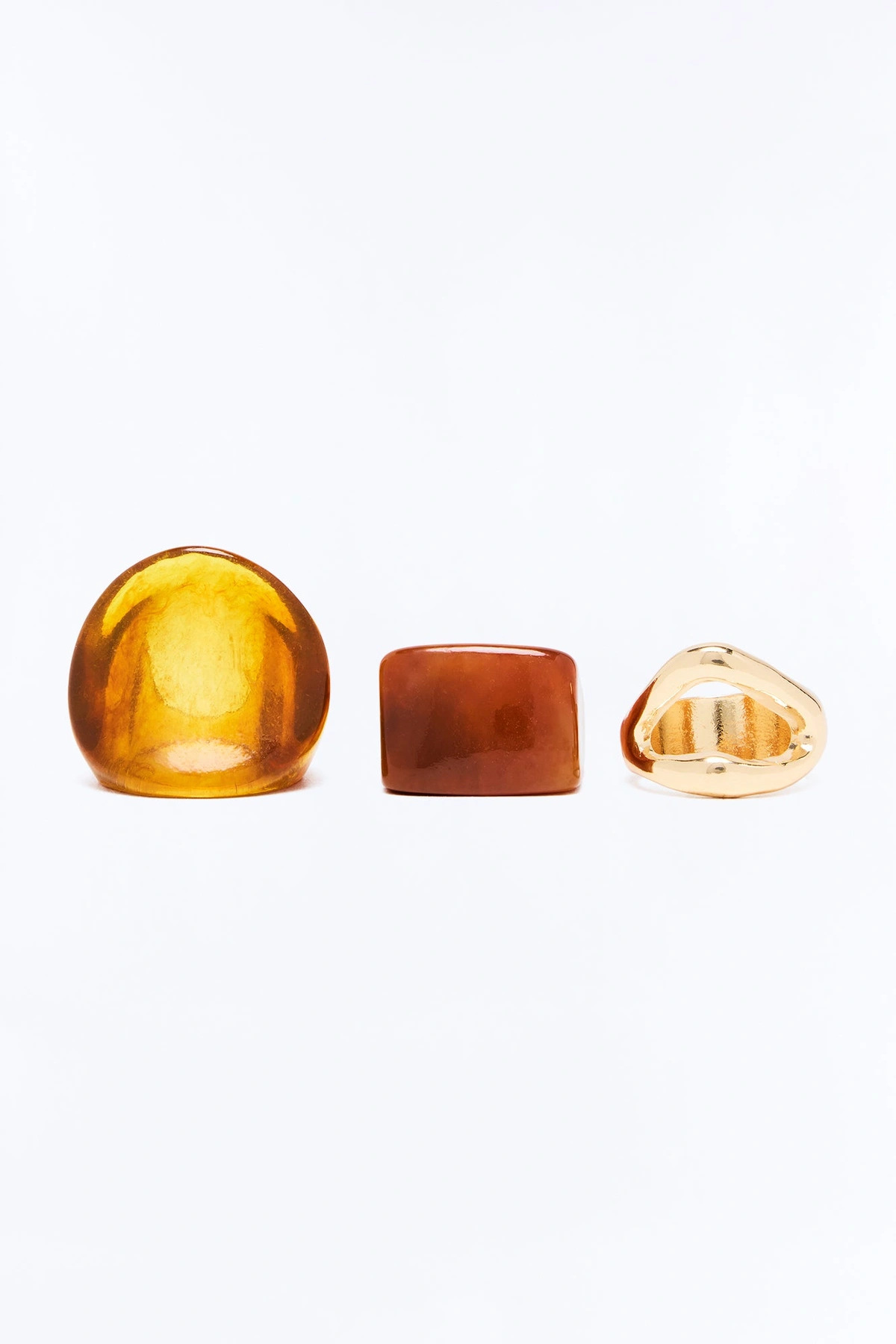 Topicayo 3 Piece Ring Set - Brown/combo — Castanho/combinação