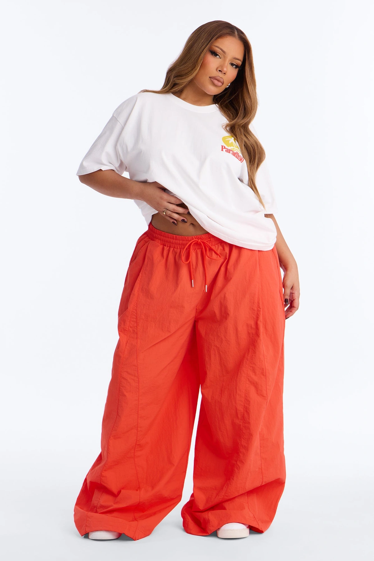 Static Energy Super Wide Leg Windbreaker Pant 33″ - Orange — Laranja