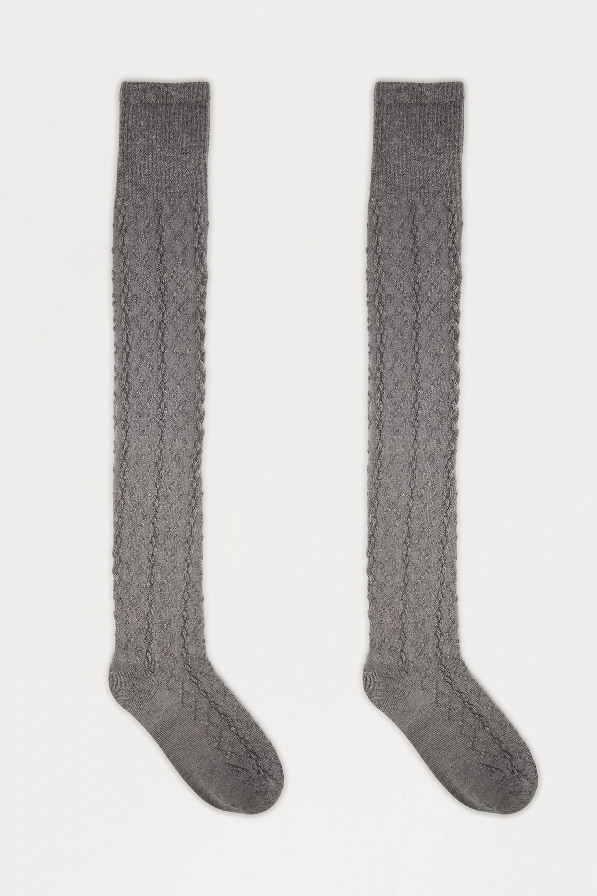 Long Winter Over The Knee Socks - Heather Grey — Cinzento mesclado