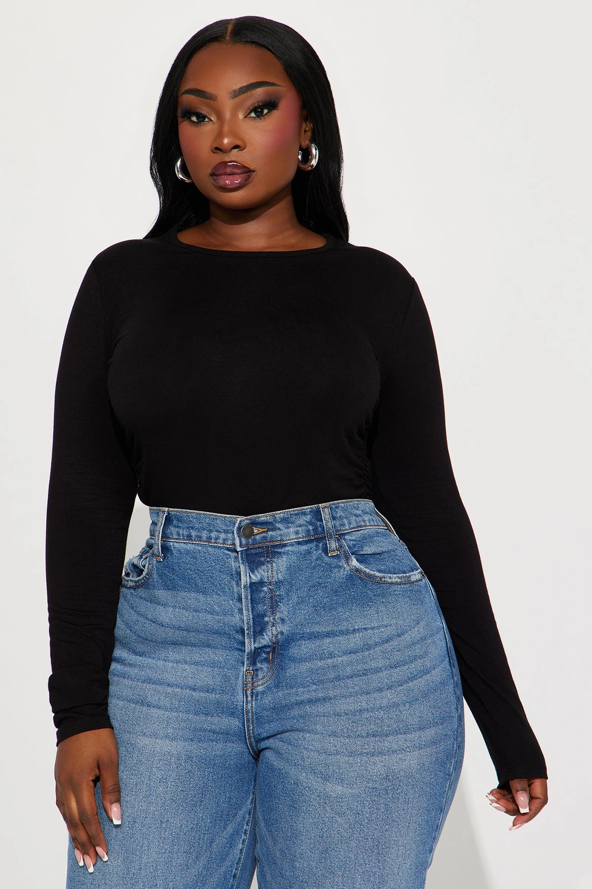 Raven Ruched Top - Black — Preto