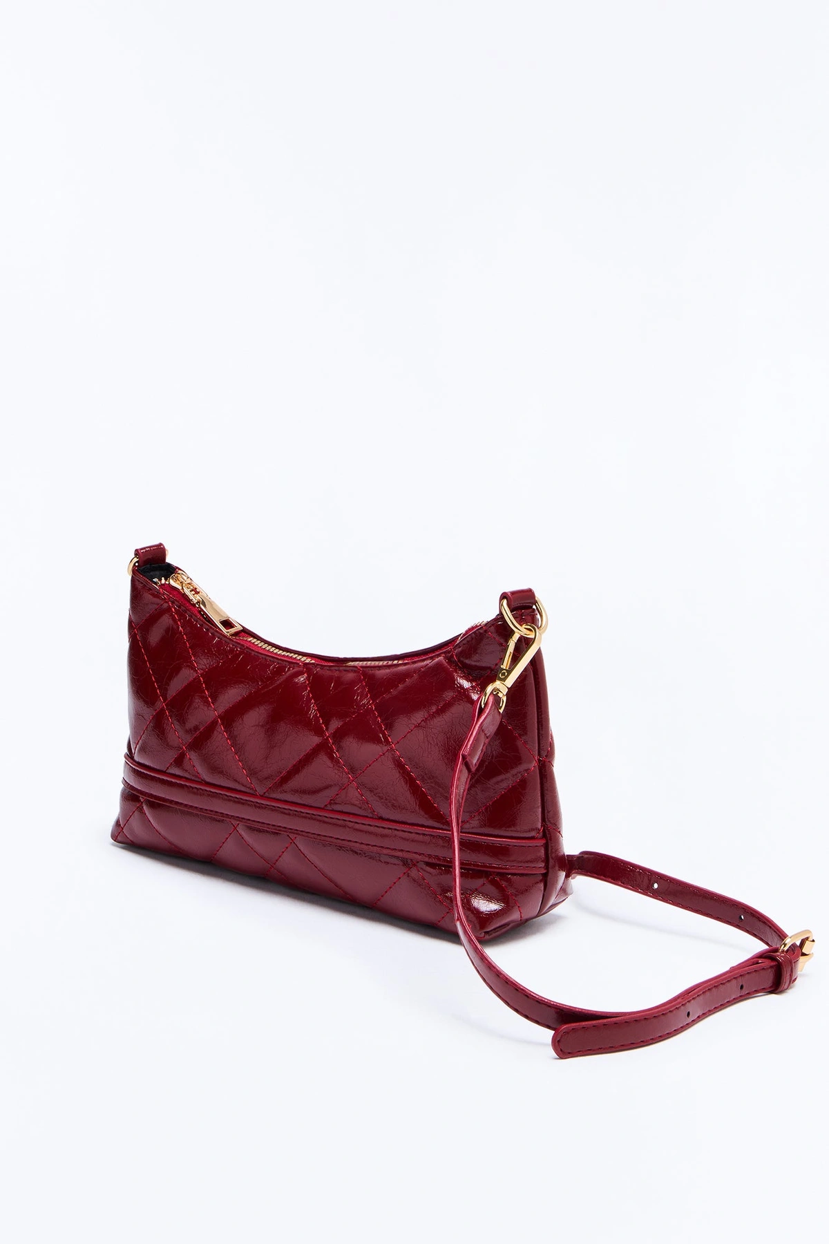 Stitch Please Quilted Faux Leather Shoulder Handbag - Burgundy — Bordô
