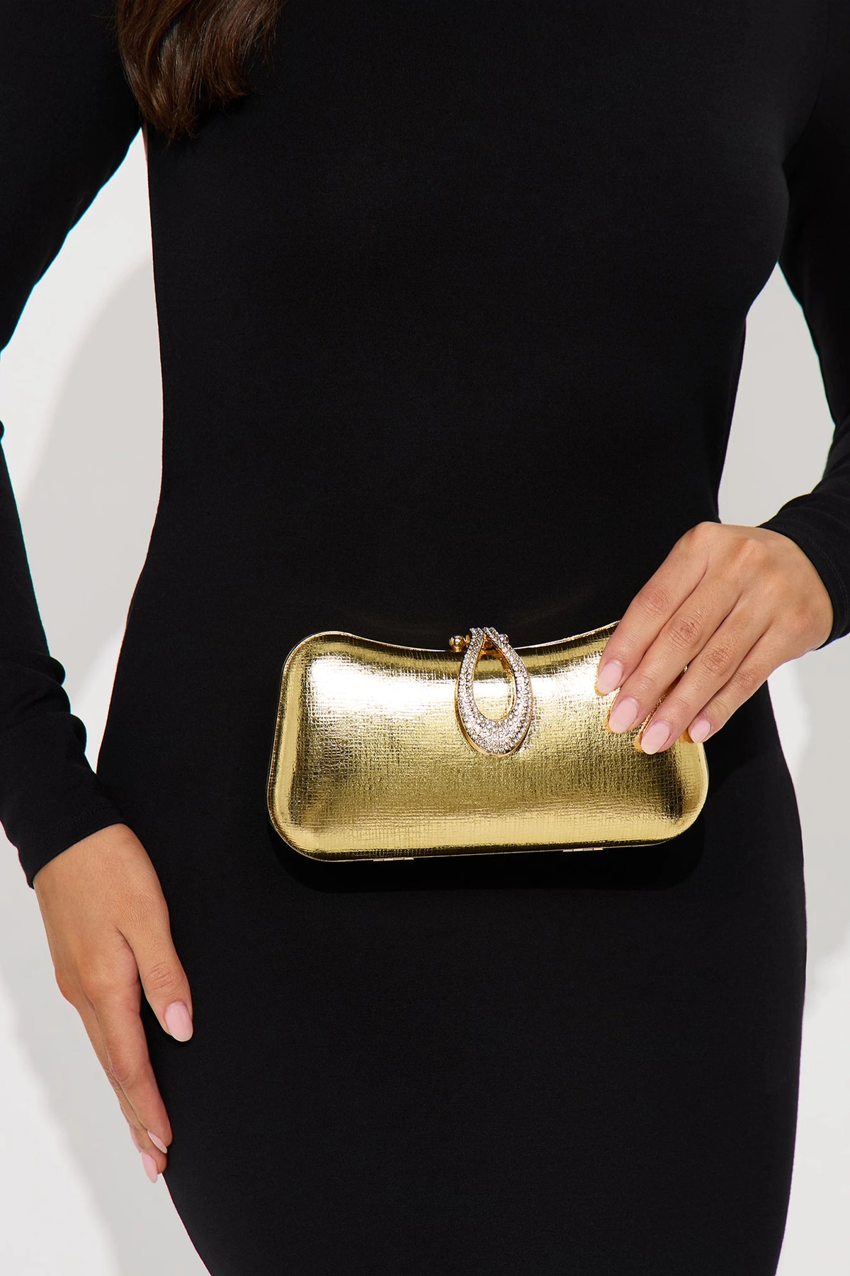 After Hours Faux Leather Clutch - Gold — Dourado