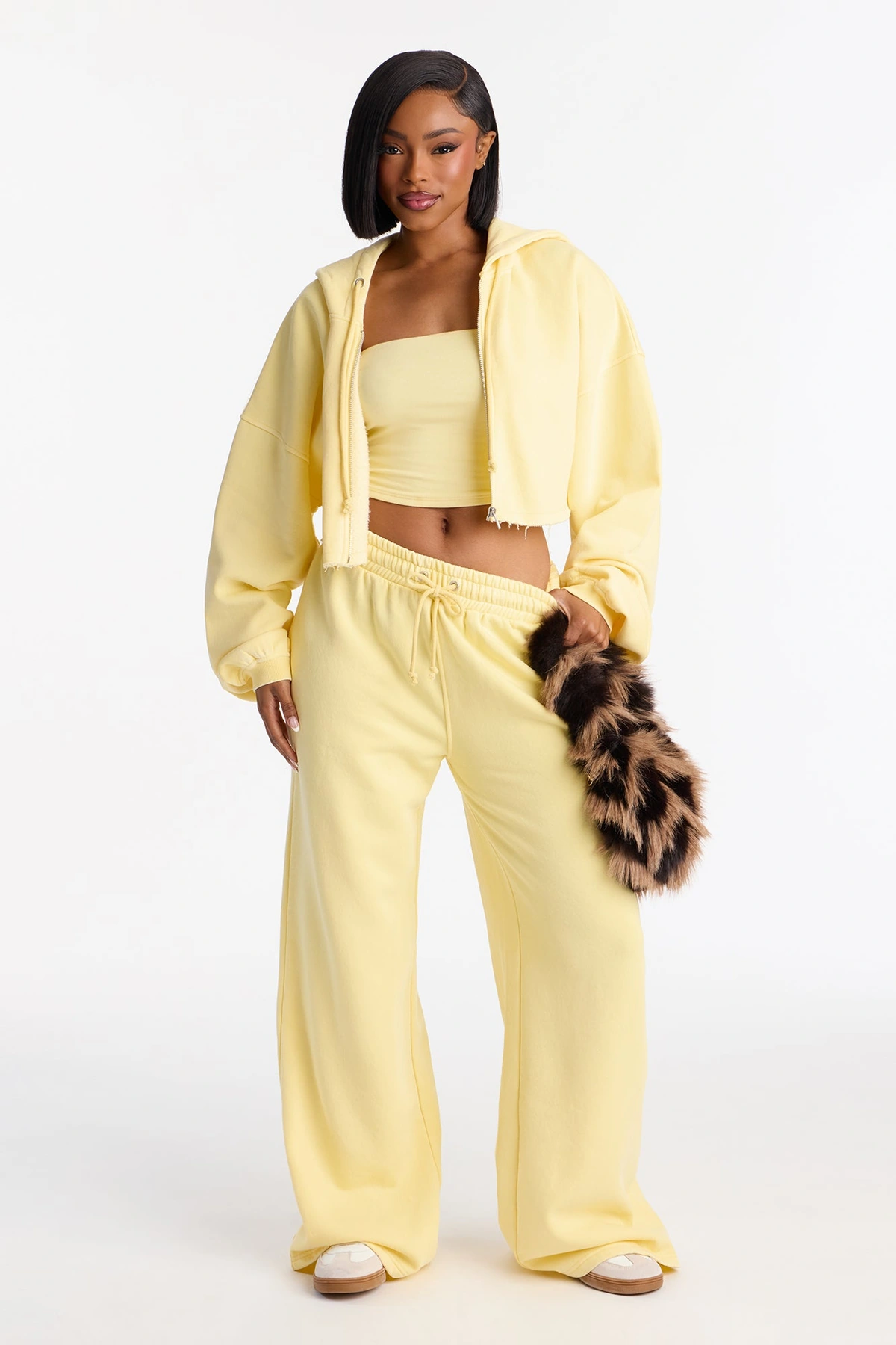 On The Go Fleece Pant Set - Yellow — Amarelo