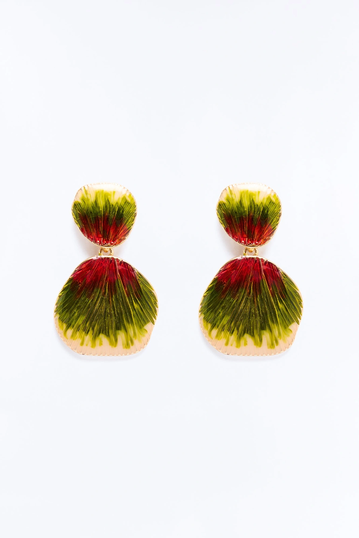 Season's Changing Earrings - Gold/Green — Dourado/Verde