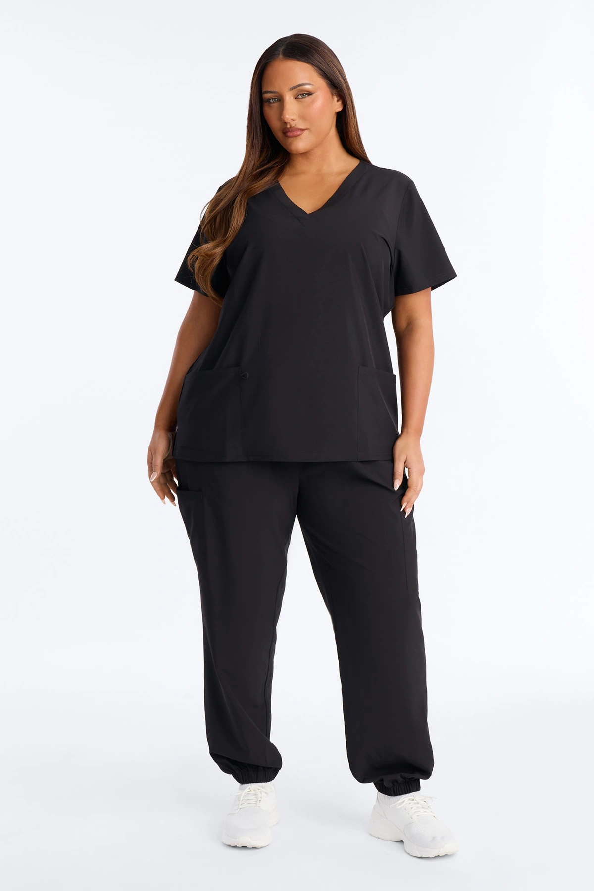On Call Jogger Stretch Uniform Scrub Set - Black — Preto