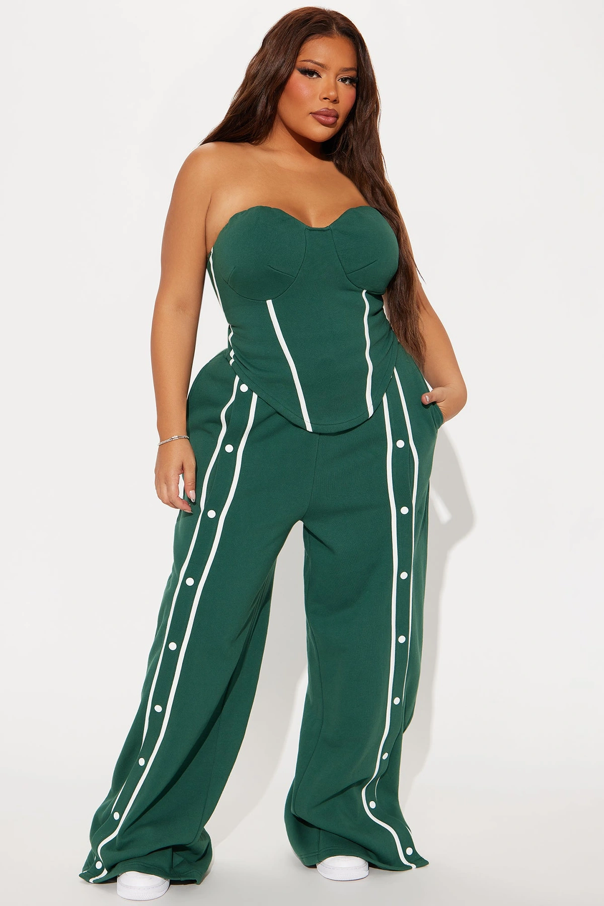 Sara Fleece Track Pant Set - Hunter — Verde-escuro