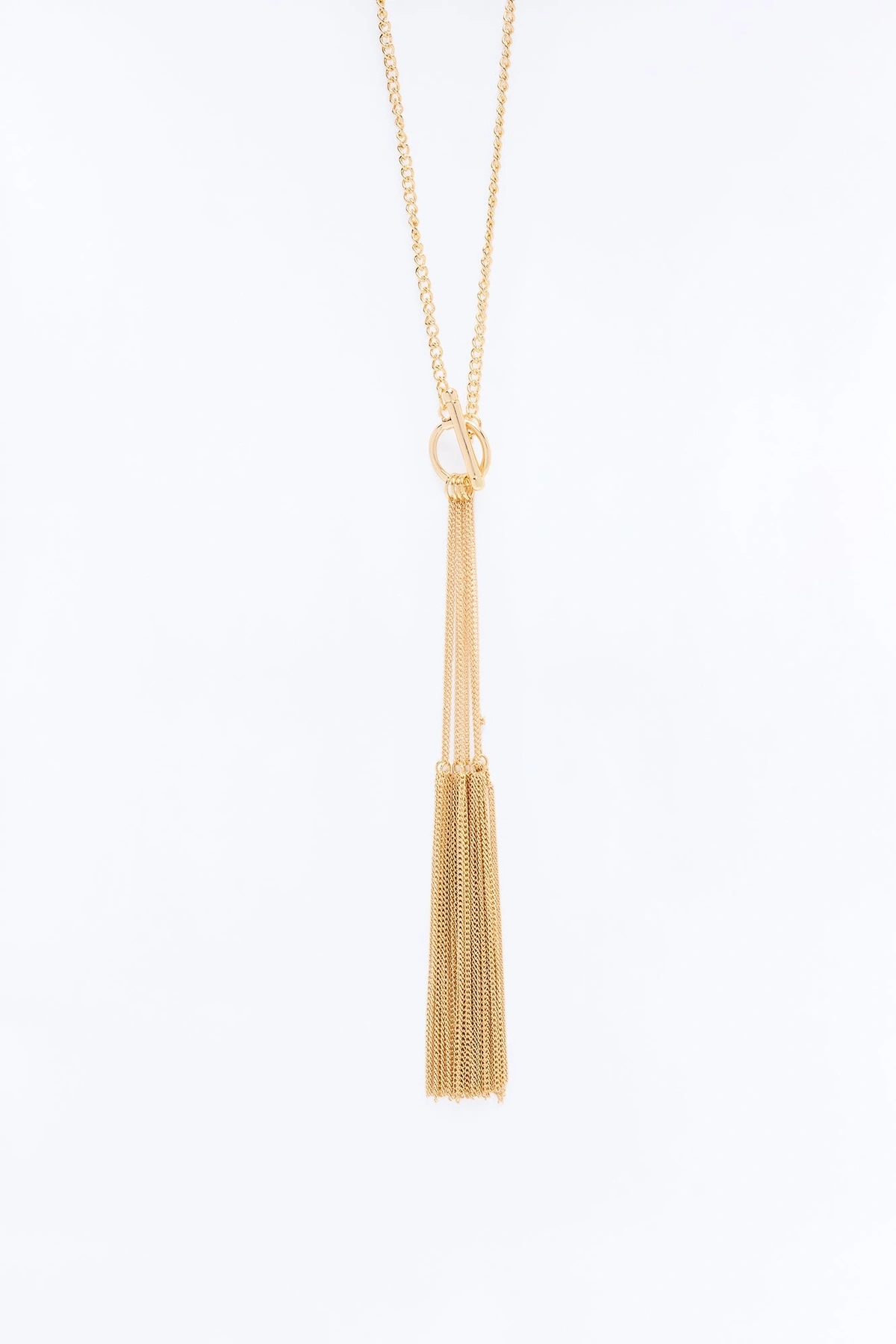 Not Going Anywhere Fringe Lariat Necklace - Gold — Dourado