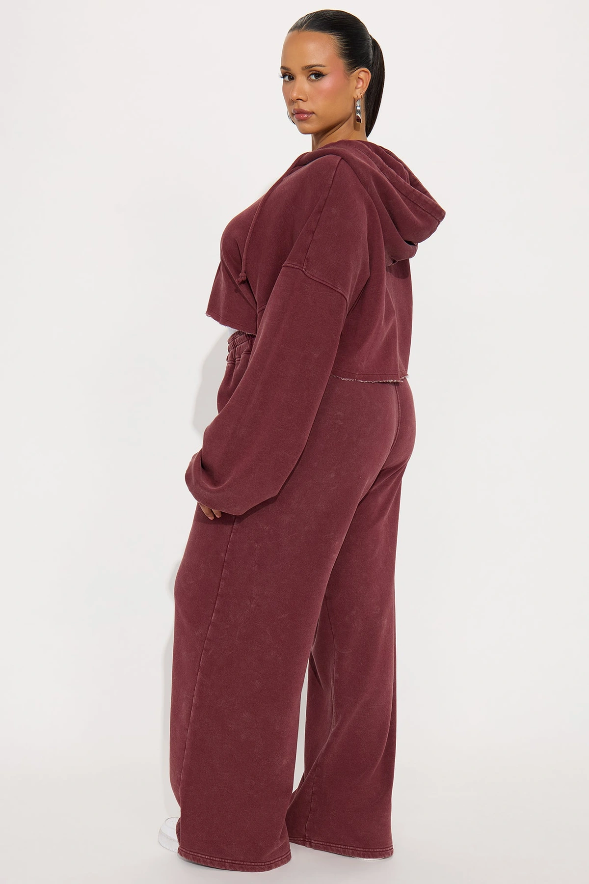On The Go Fleece Pant Set - Burgundy — Bordô