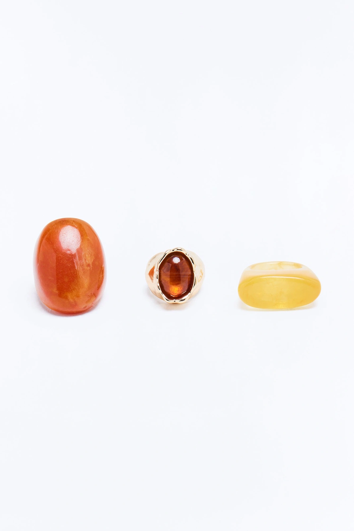 Sasha Jeweled 3 Piece Ring Set - Yellow/combo — Amarelo/combinação