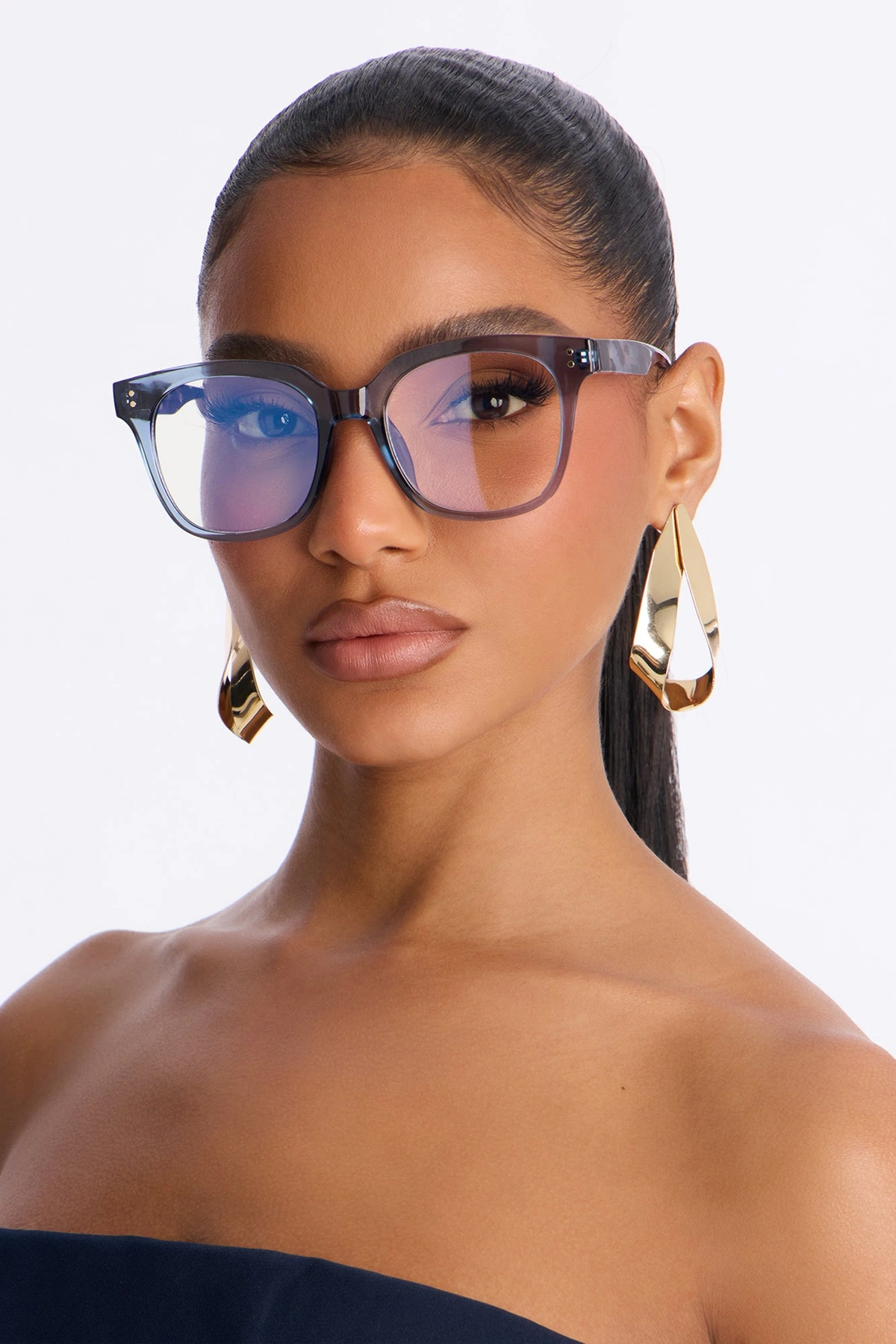 Hand Written Square Blue Light Glasses - Clear/Grey — Clear/Cinzento