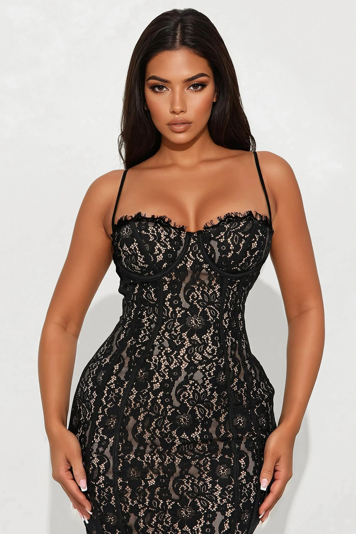 All In Love Lace Maxi Dress - Black — Preto
