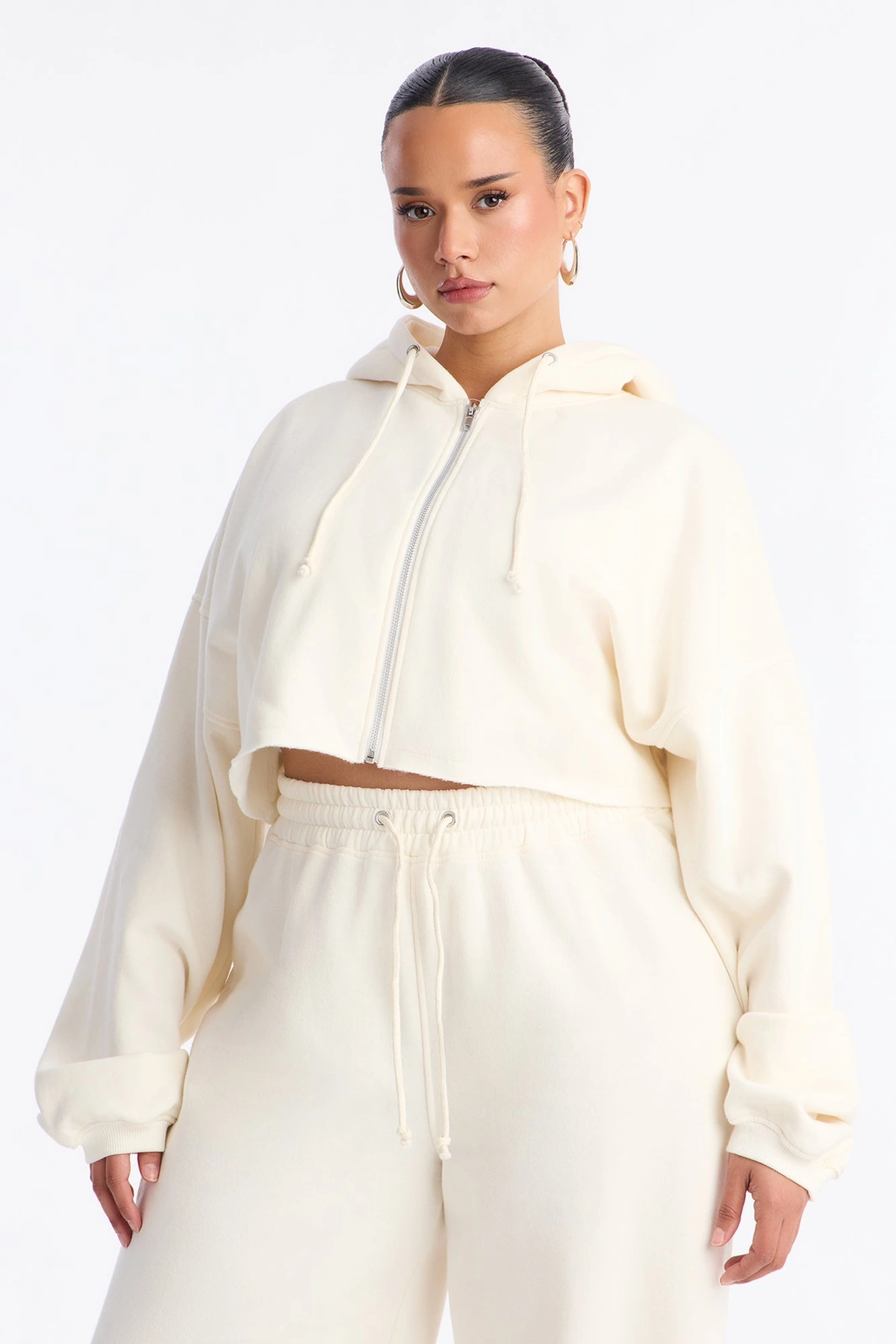 On The Go Fleece Pant Set - White — Branco