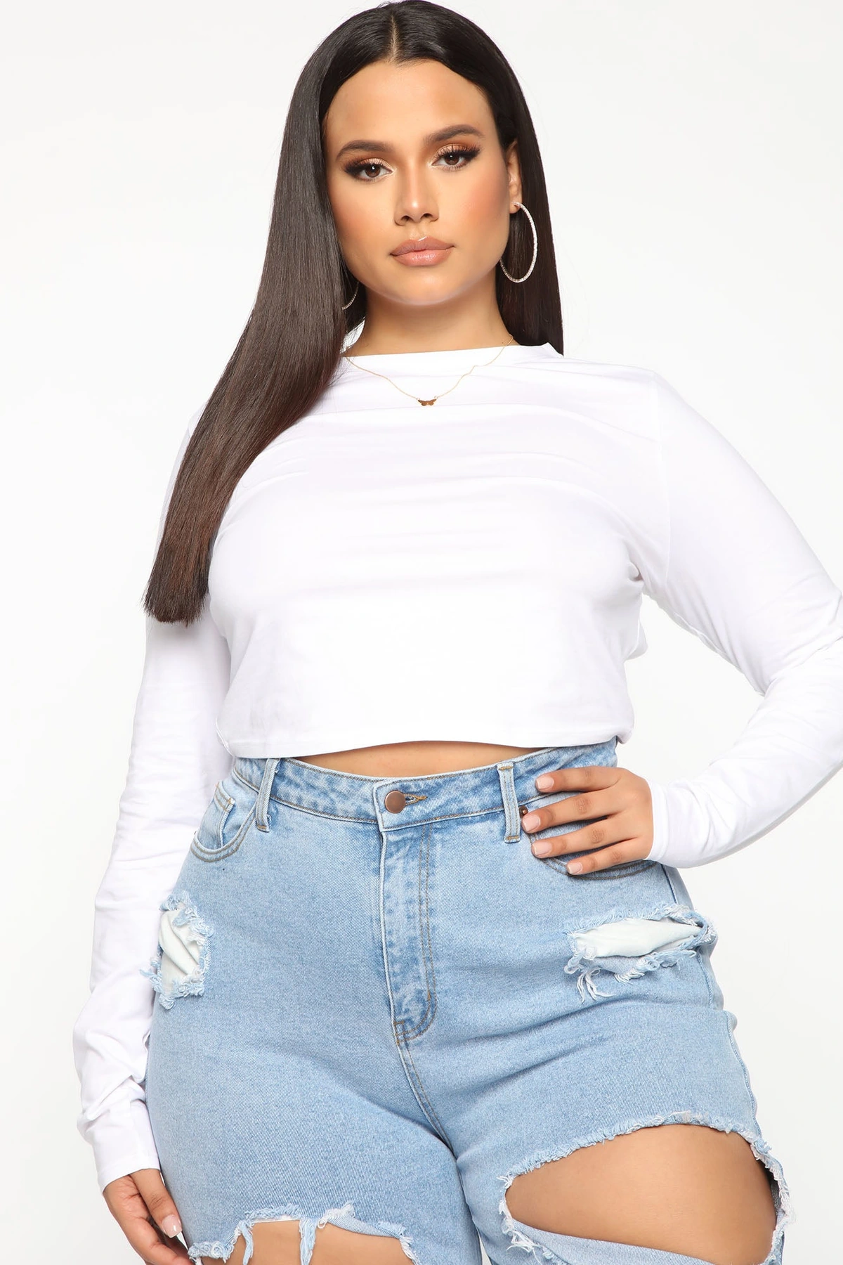 Robin Long Sleeve Top - White — Branco