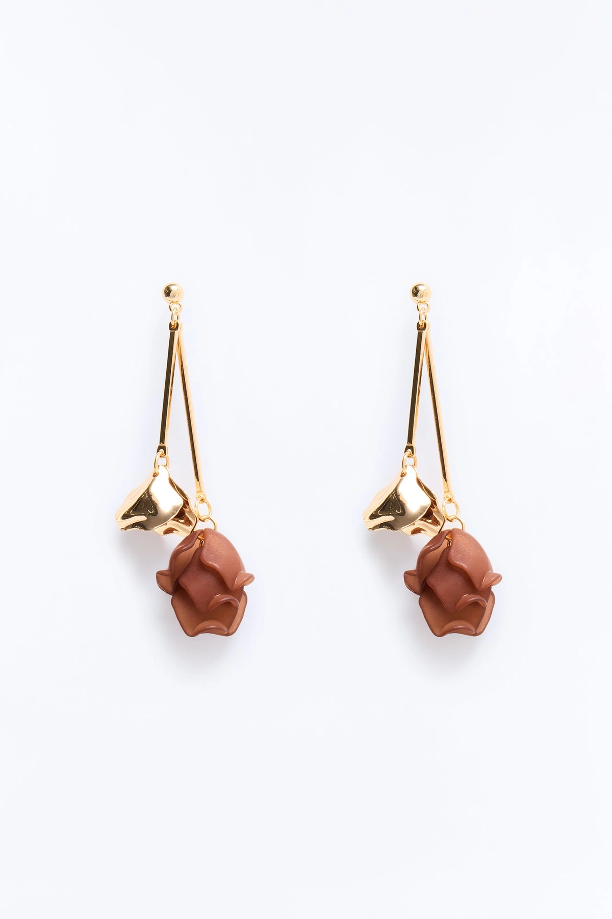 All Mine Floral Drop Earrings - Brown — Castanho