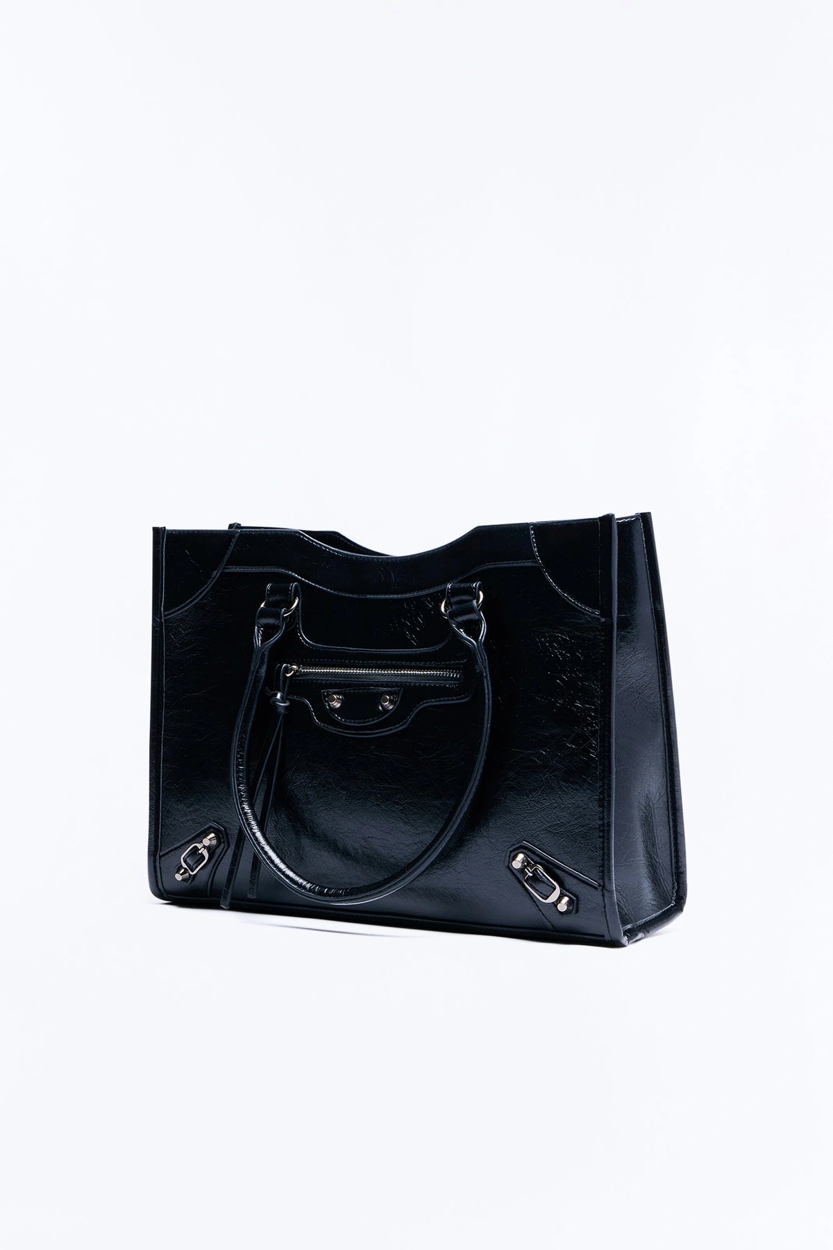 Got Things To Do Faux Leather Tote - Black — Preto