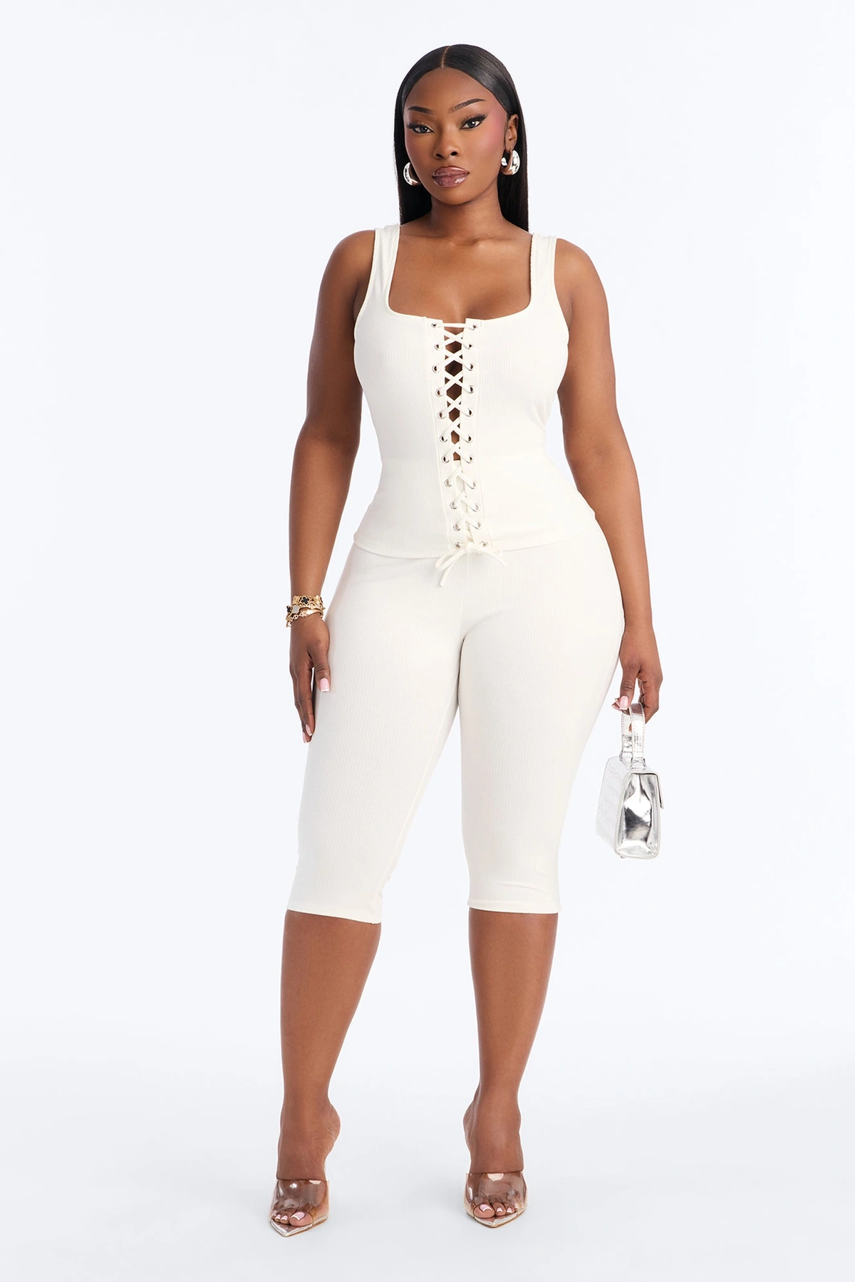 Carina Snatched Pant Set - Off White — Off Branco