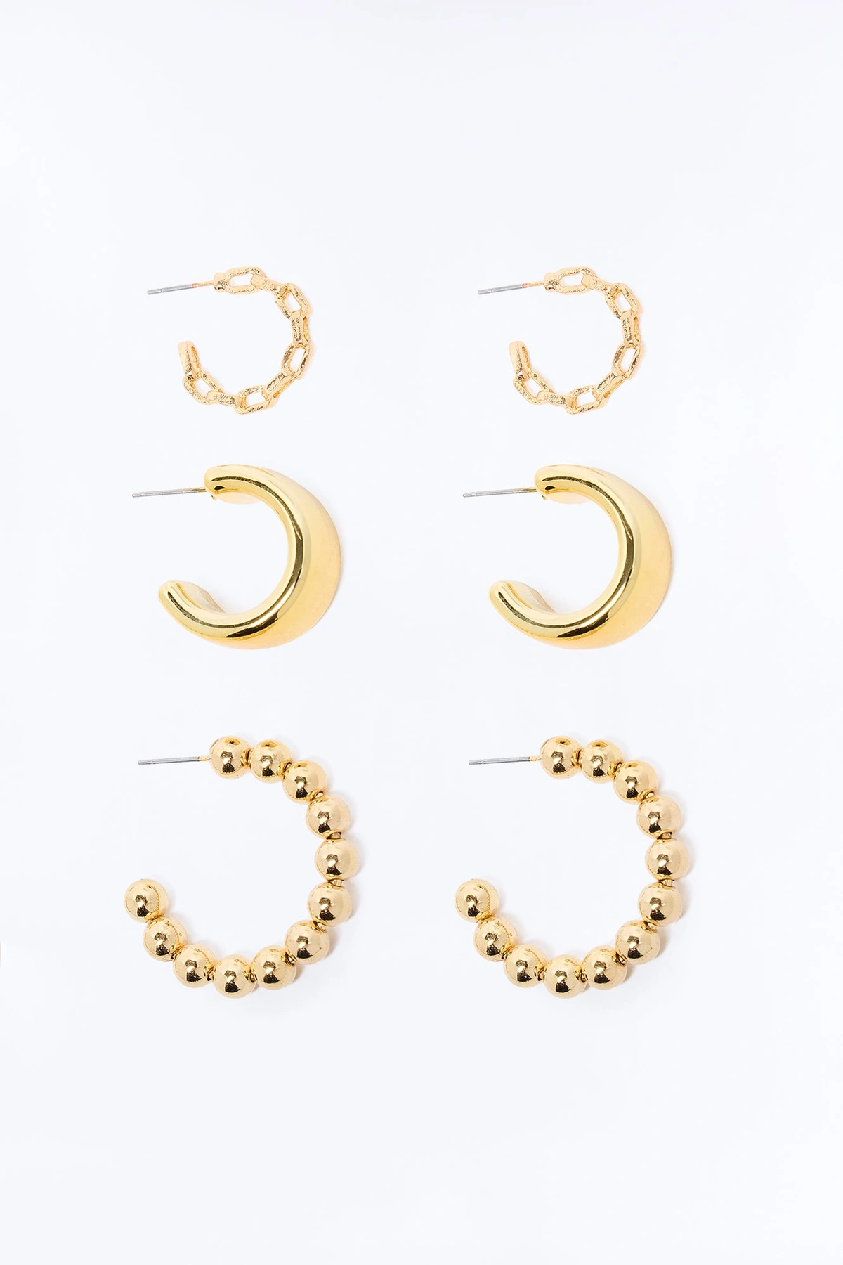 Keep You In The Loop 3 Pair Multi Earring Set - Gold — Dourado